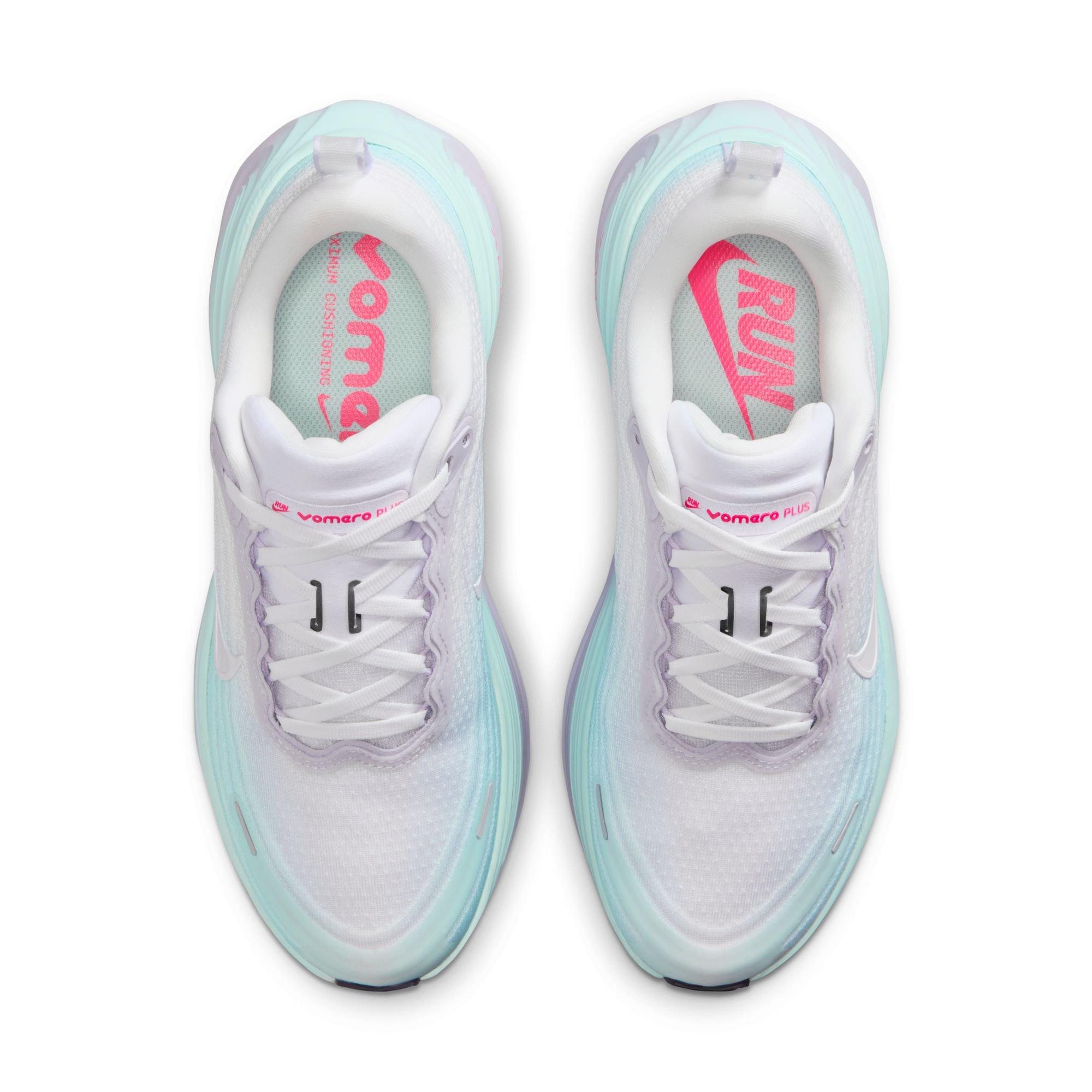 Nike Vomero Plus "White/Dark Raisin/Multi-Color" Women's Road Running Shoe - WHITE/PINK/BLUE Thumbnail View 6