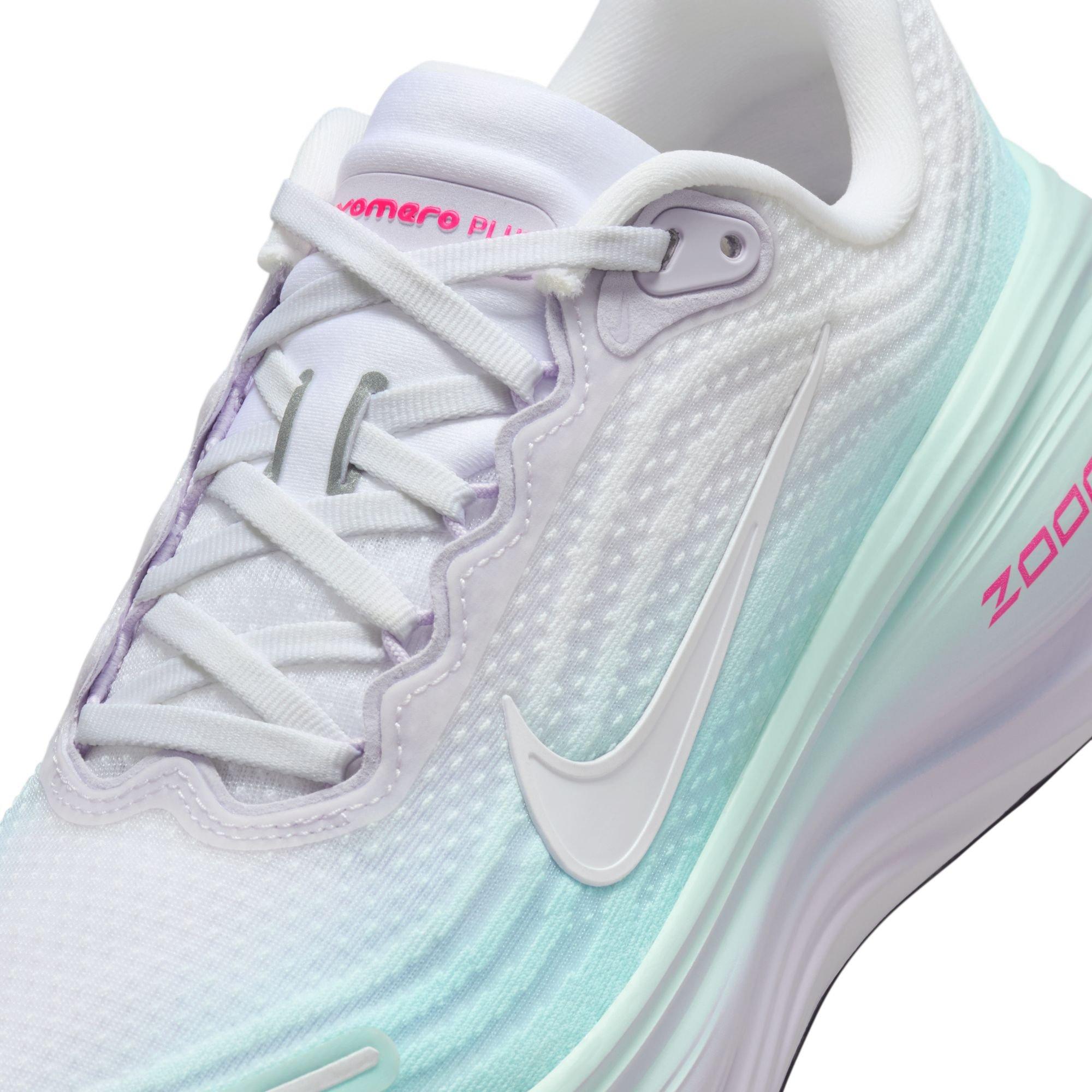Nike Vomero Plus "White/Dark Raisin/Multi-Color" Women's Road Running Shoe - WHITE/PINK/BLUE Thumbnail View 9