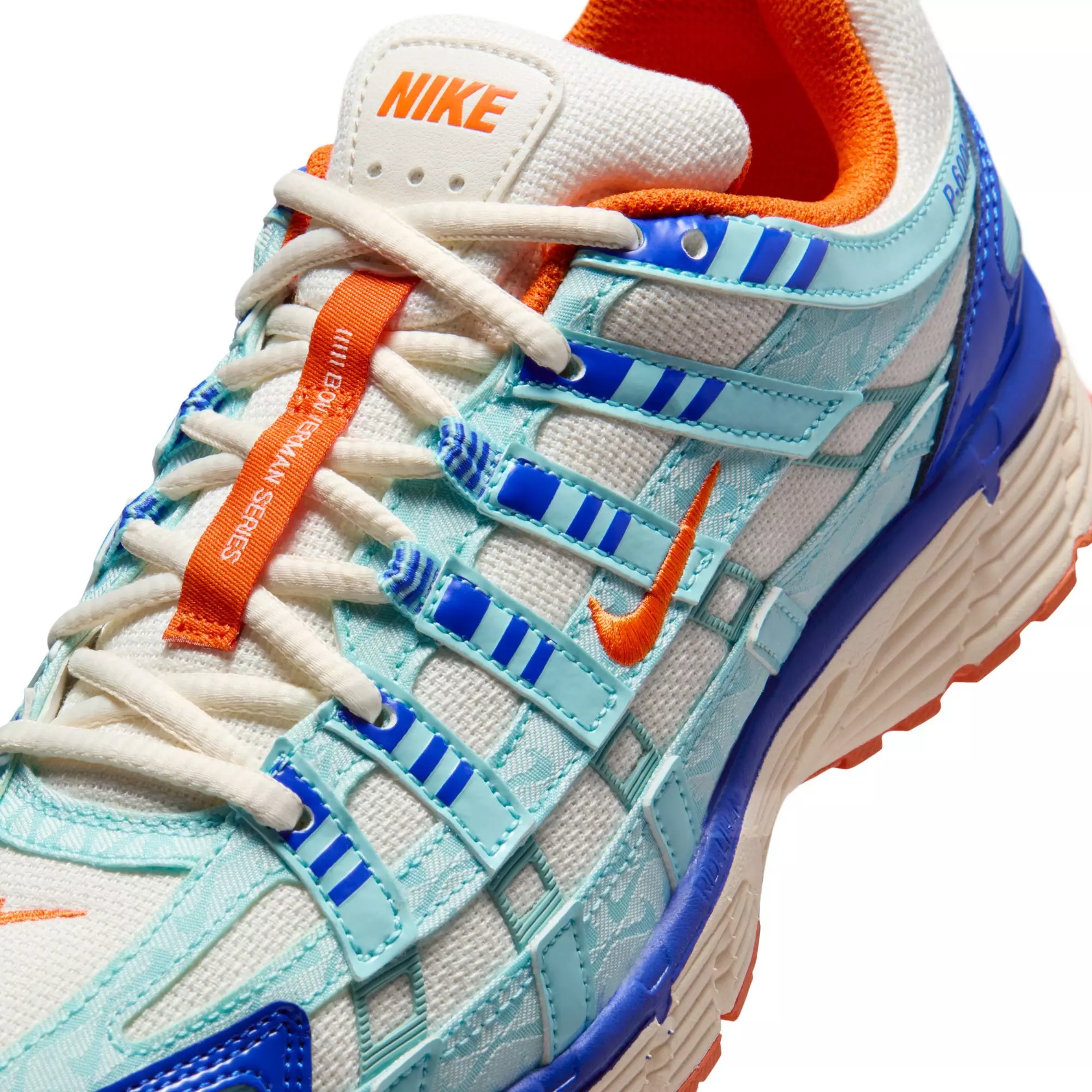 Nike P-6000 "Summit White/Safety Orange/Racer Blue" Women's Shoe - BLUE/PINK