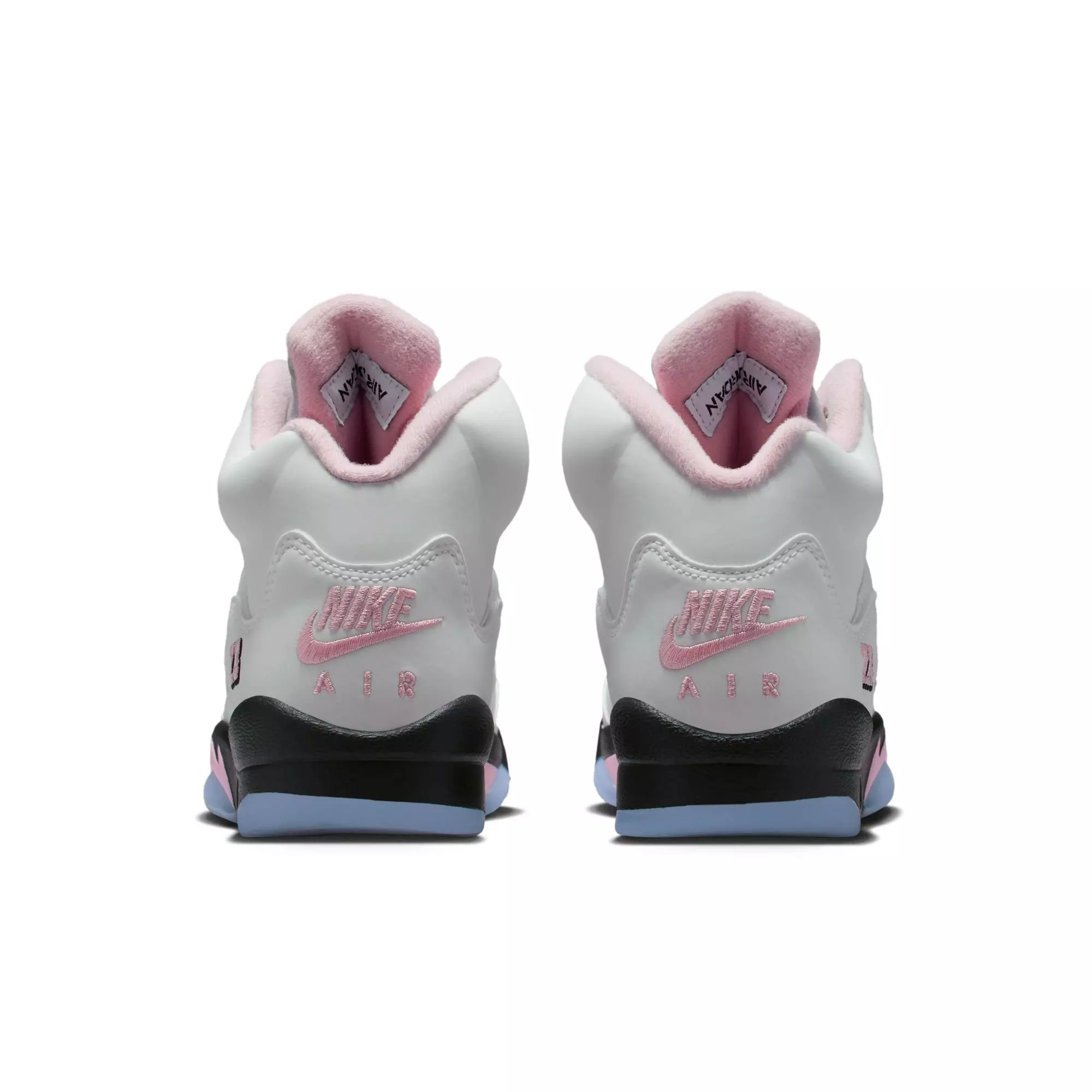 Jordan 5 Retro "Medium Soft Pink" Grade School Kids' Shoe - WHITE/SOFT PINK/BLACK