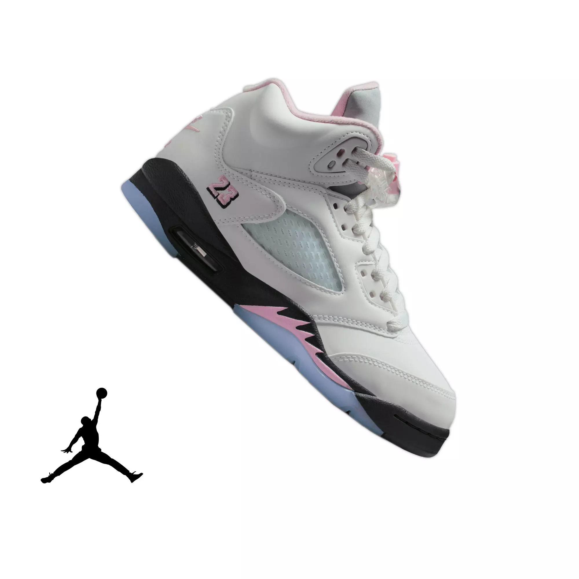 Jordan 5 Retro "35th Anniversary" Grade School Kids' Shoe - WHITE/SOFT PINK/BLACK