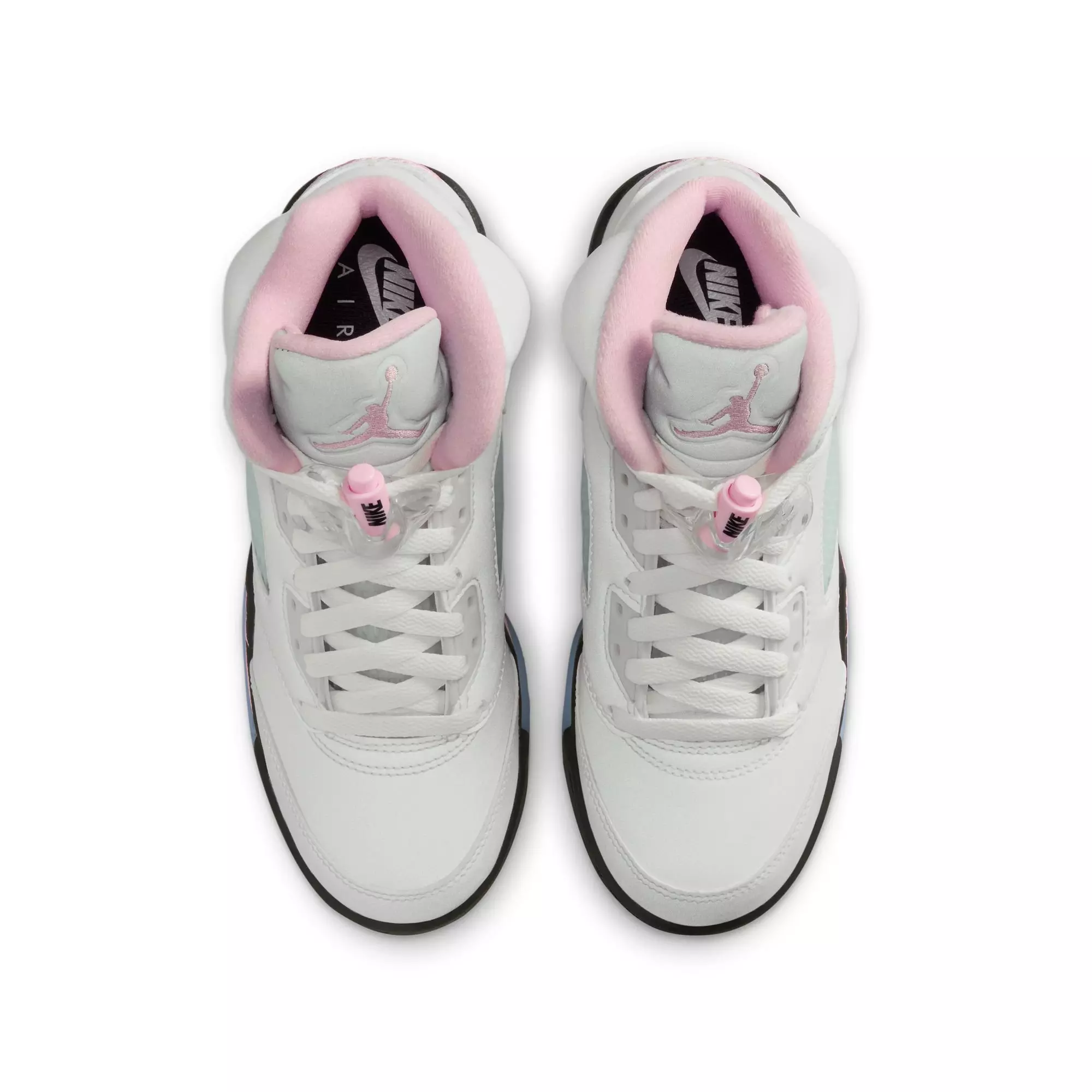 Jordan 5 Retro "Medium Soft Pink" Grade School Kids' Shoe - WHITE/SOFT PINK/BLACK