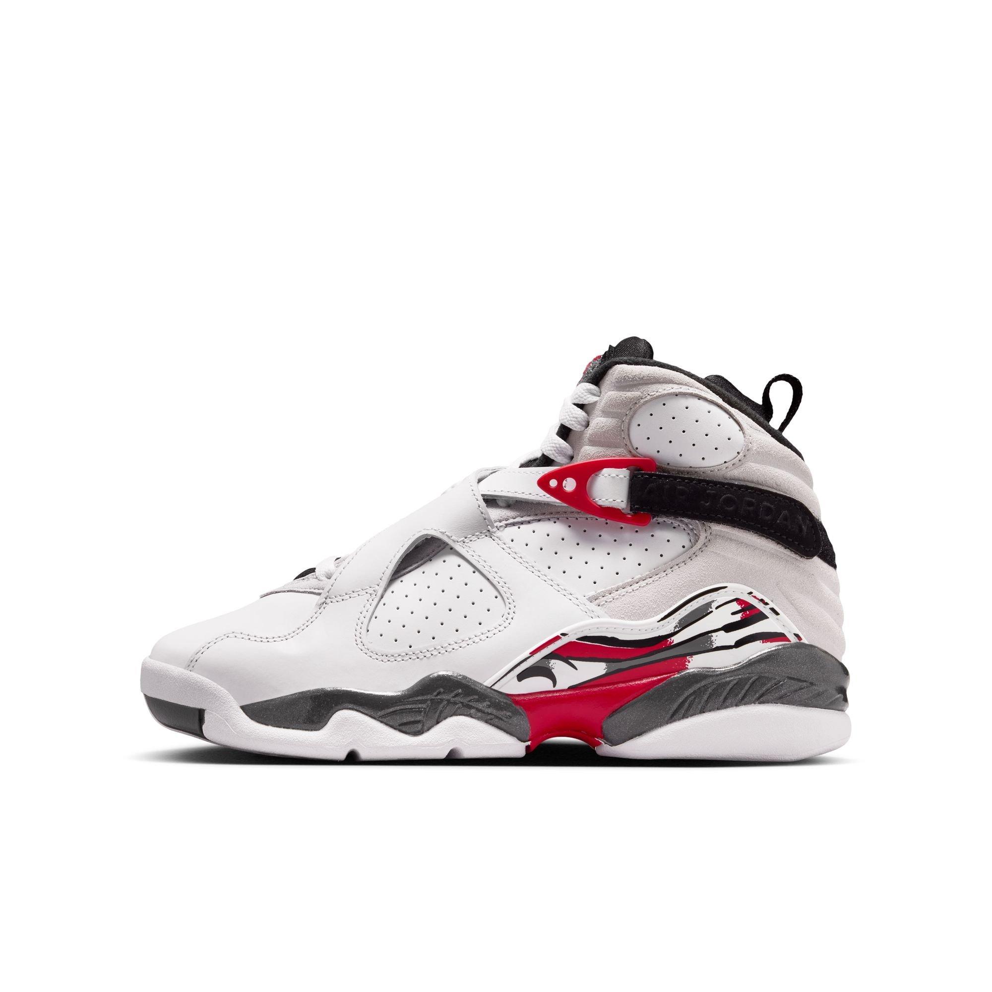 Jordan 8 Retro "White and True Red" Grade School Kids' Shoe - WHITE/BLACK/RED Thumbnail View 8
