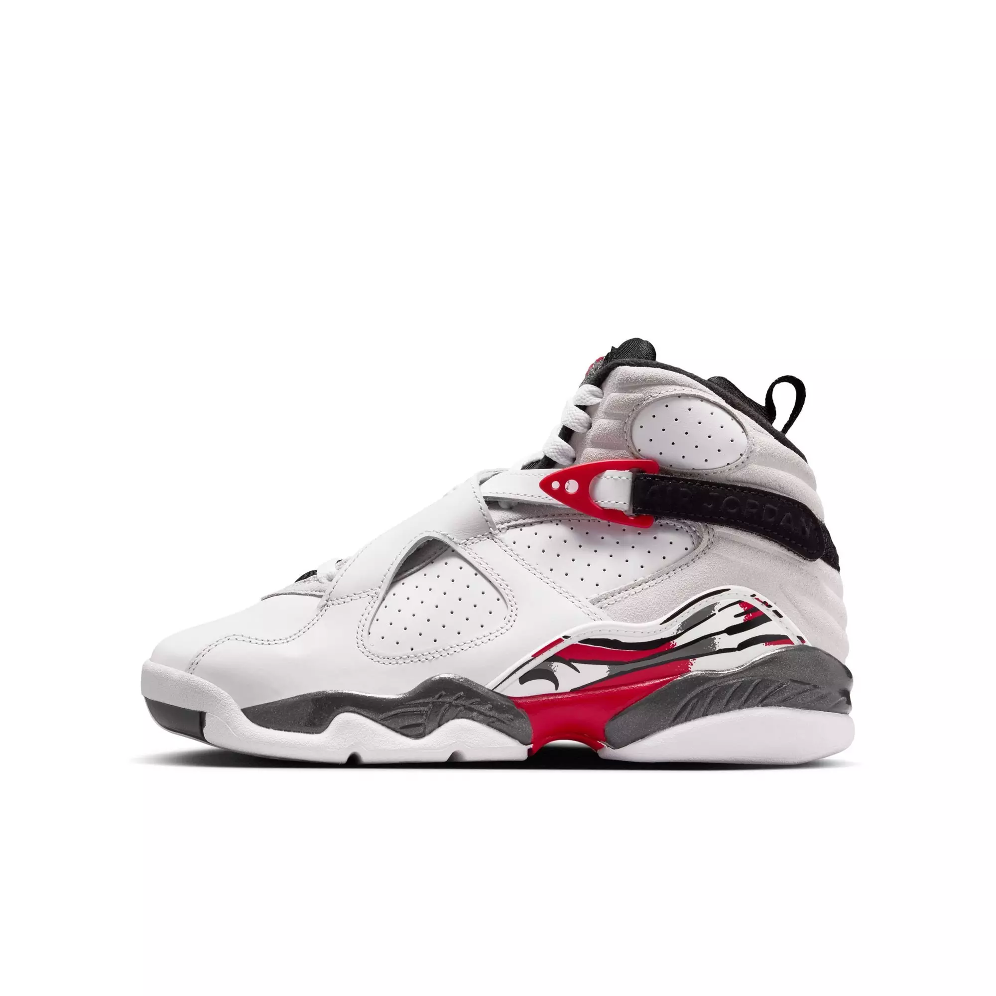Jordan 8 Retro "White and True Red" Grade School Kids' Shoe - WHITE/BLACK/RED