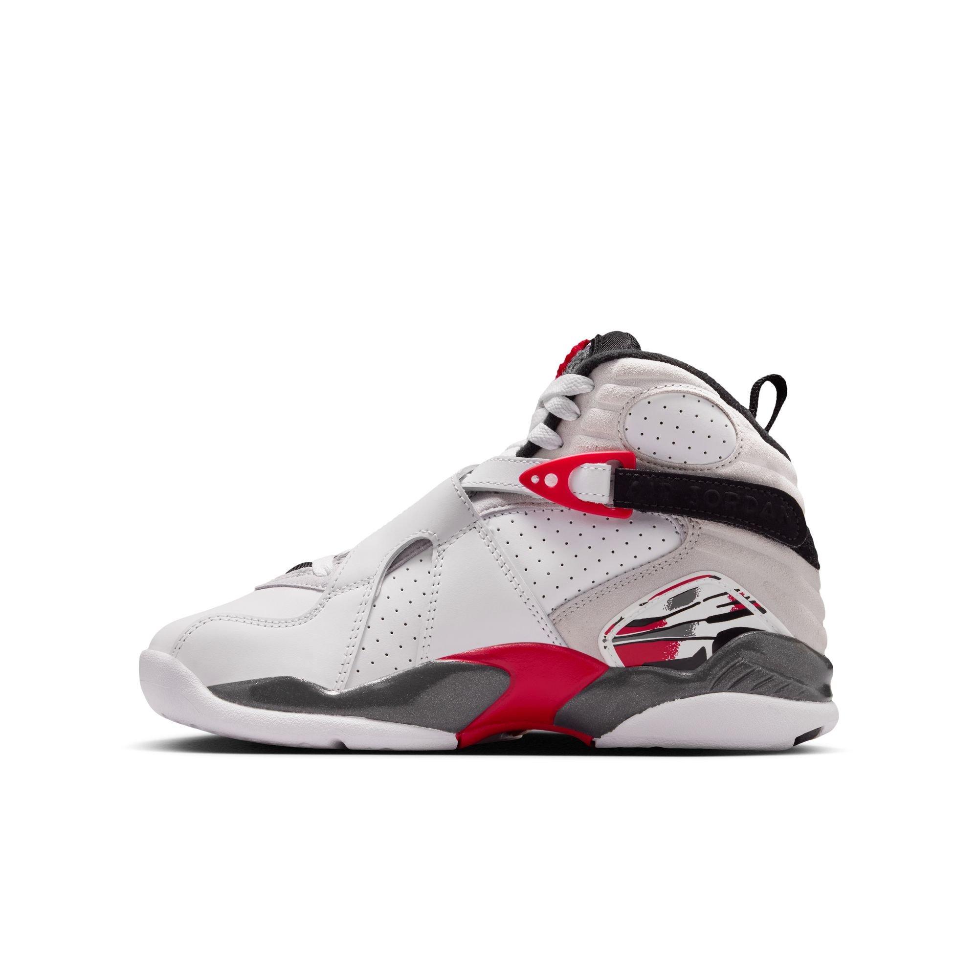Jordan 8 Retro "White and True Red" Grade School Kids' Shoe - WHITE/BLACK/RED Thumbnail View 9
