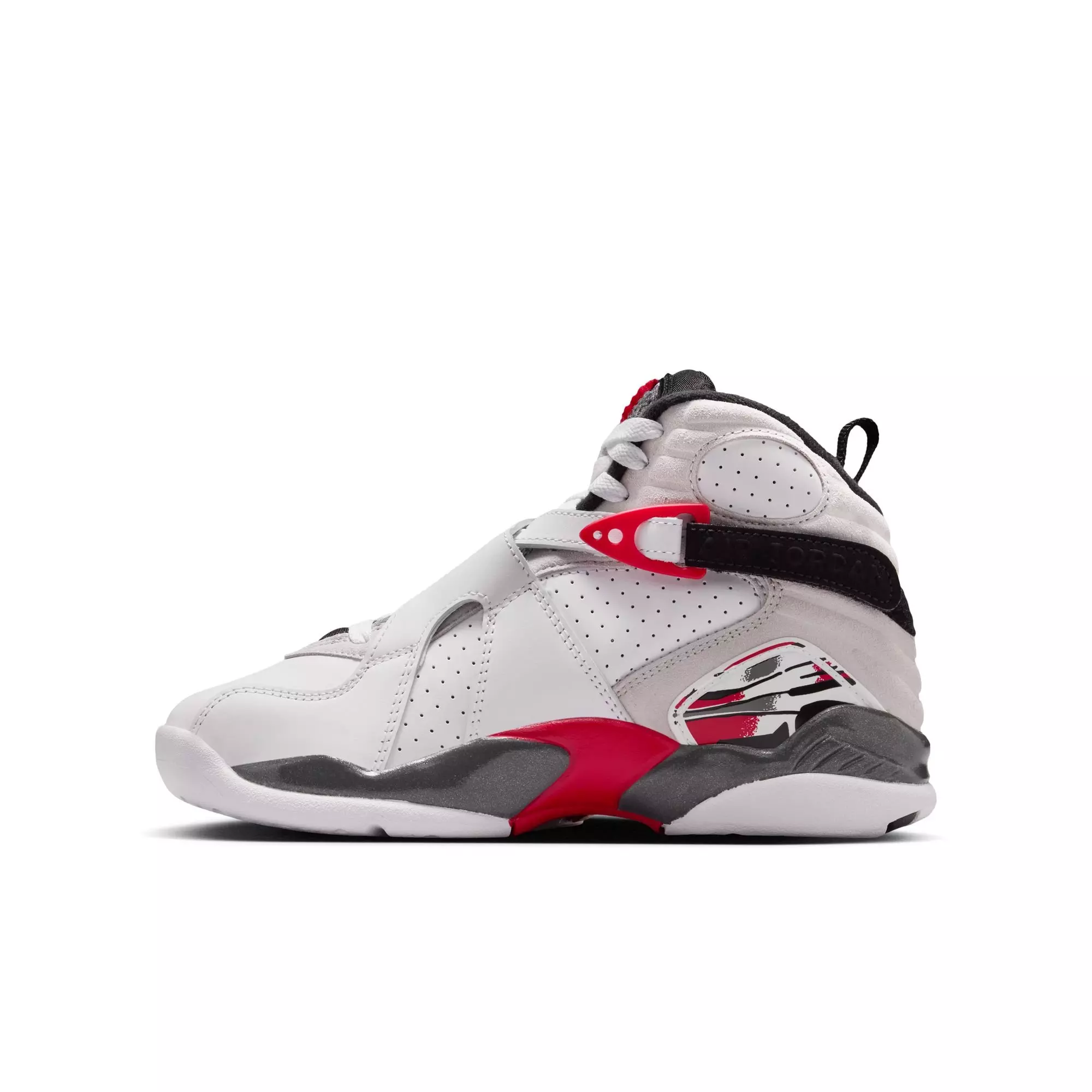 Jordan 8 Retro "White and True Red" Grade School Kids' Shoe - WHITE/BLACK/RED