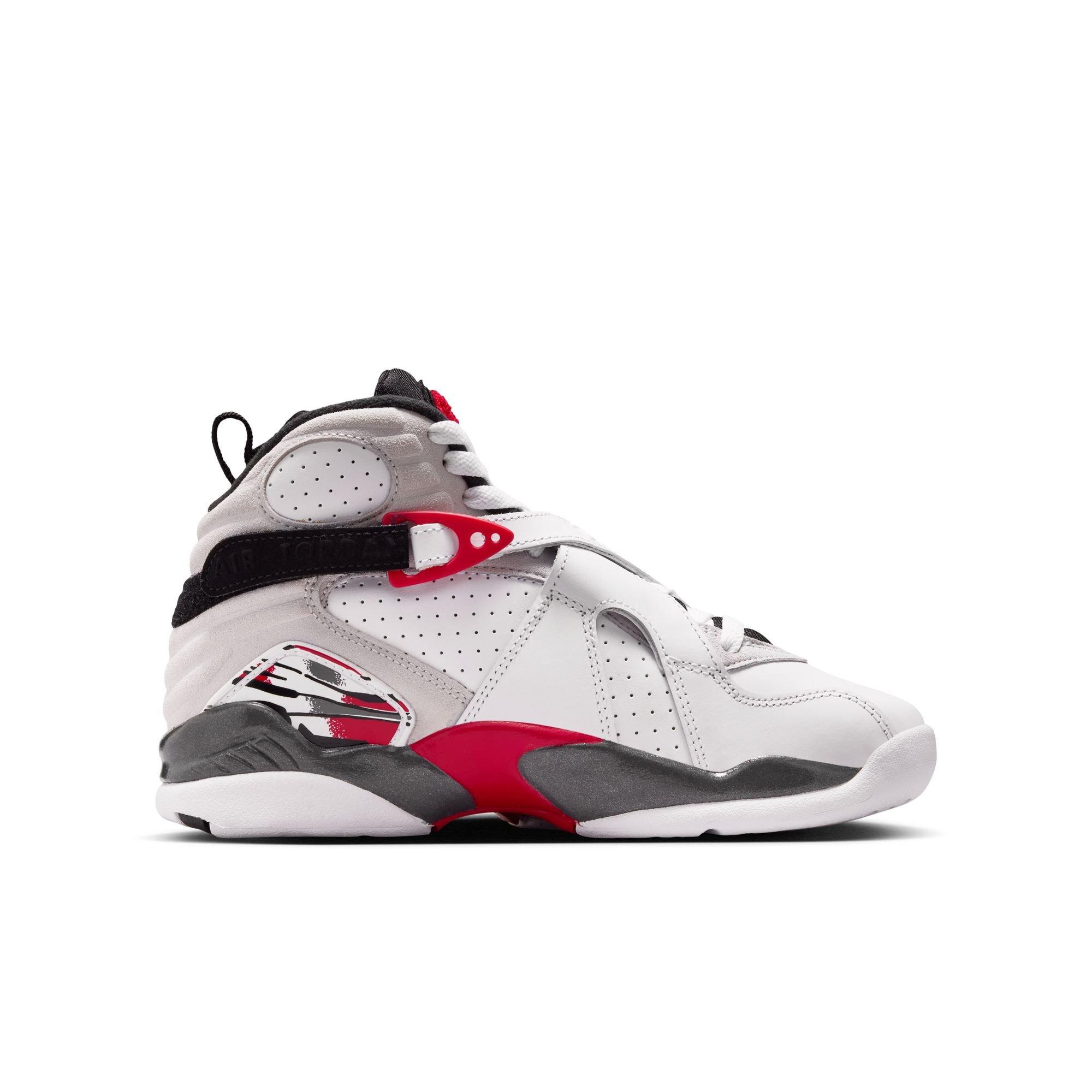 Jordan 8 Retro "White and True Red" Grade School Kids' Shoe - WHITE/BLACK/RED Thumbnail View 3