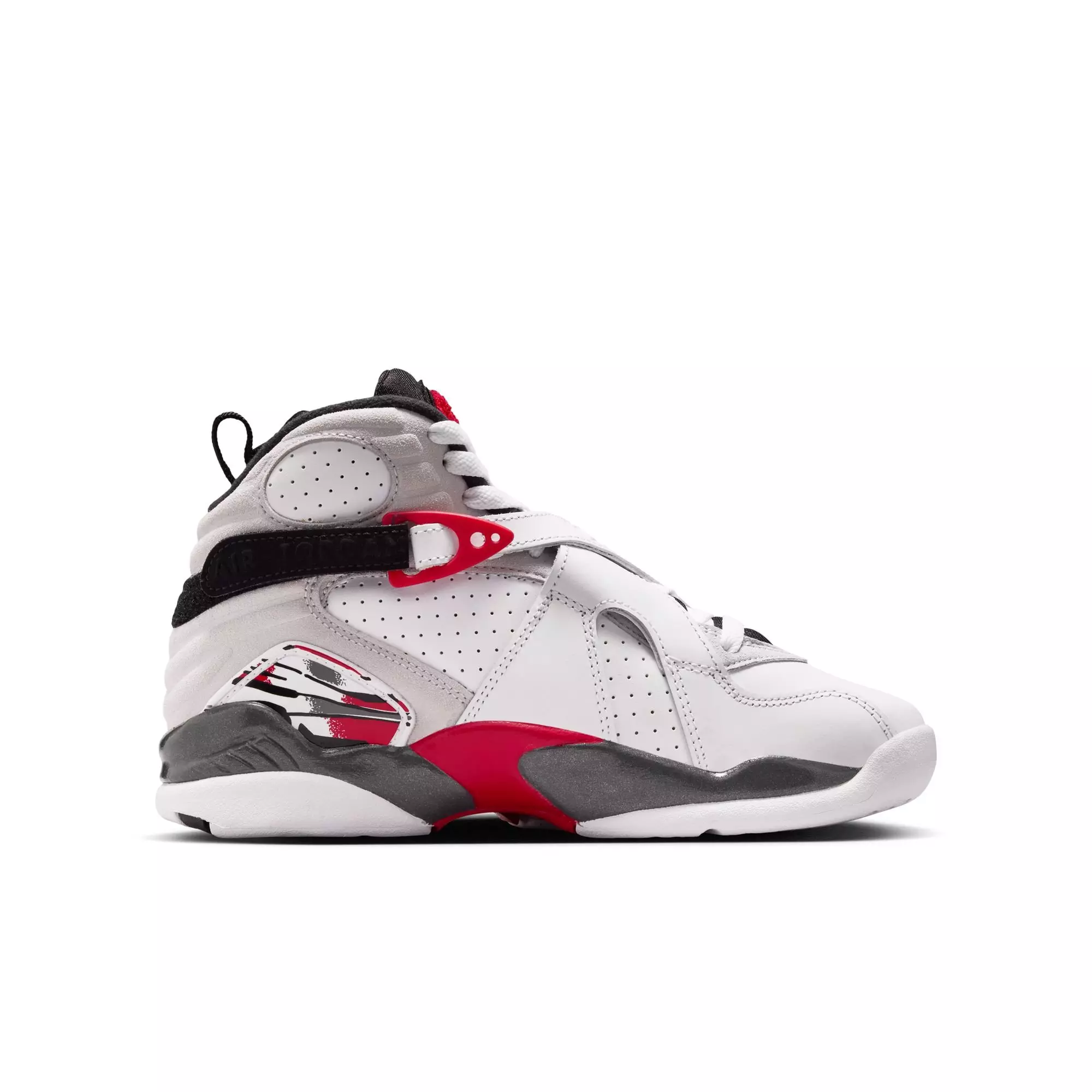 Jordan 8 Retro "White and True Red" Grade School Kids' Shoe - WHITE/BLACK/RED