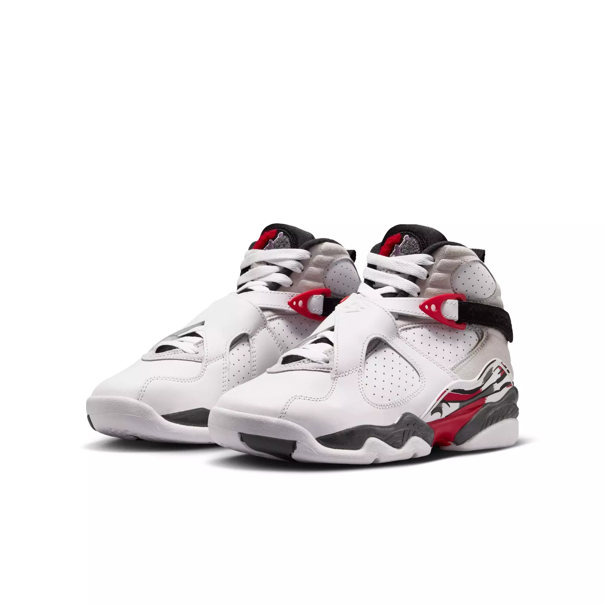 Jordan 8 Retro "White and True Red" Grade School Kids' Shoe - WHITE/BLACK/RED