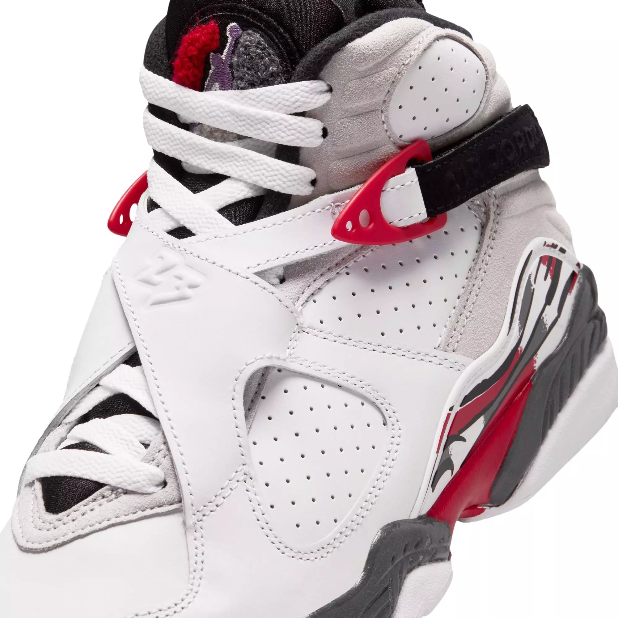 Jordan 8 Retro "White and True Red" Grade School Kids' Shoe - WHITE/BLACK/RED