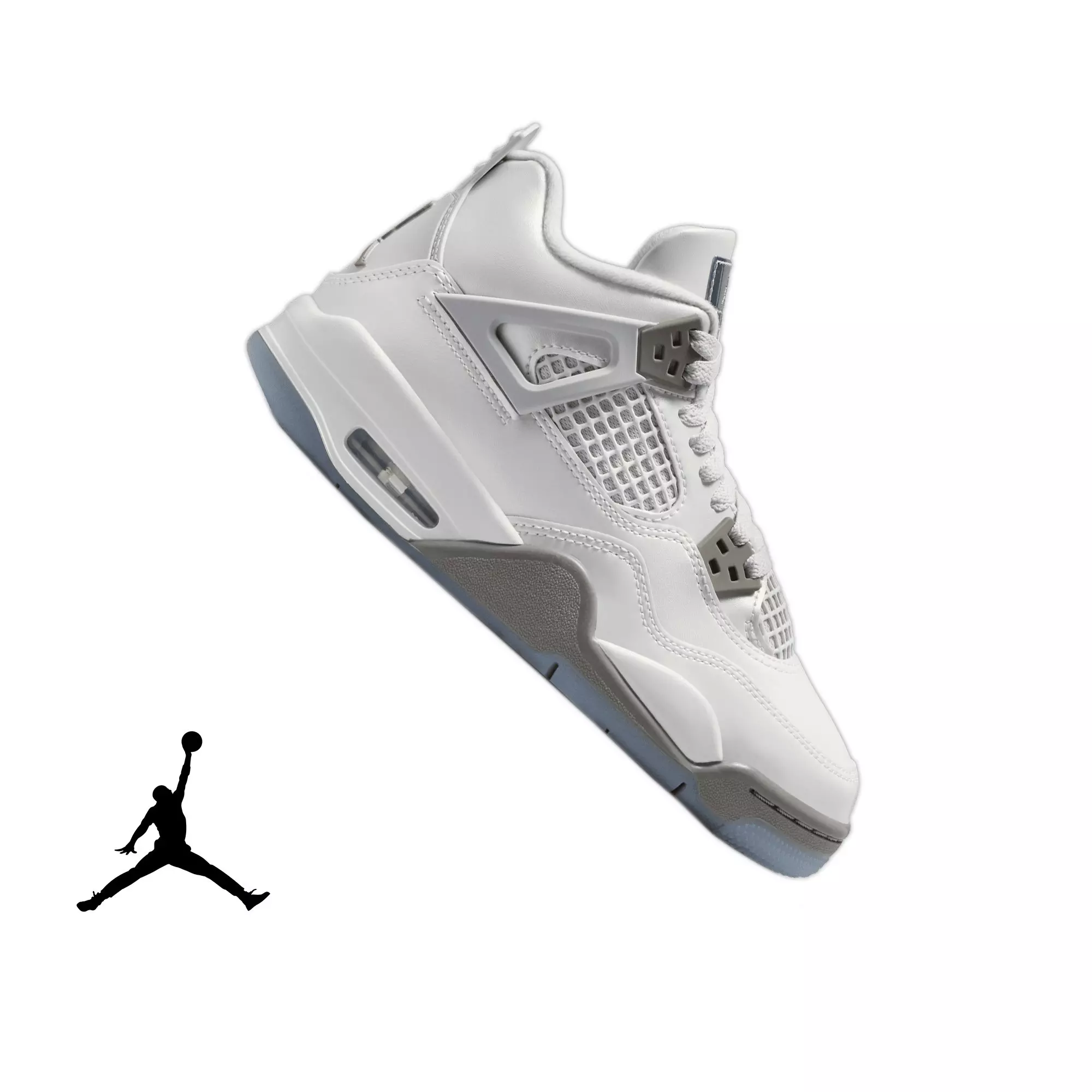 Jordan 4 Retro "Blue Chill" Grade School Kids' Shoe - PHOTON DUST/BLUE CHILL/FLAT PEWTER