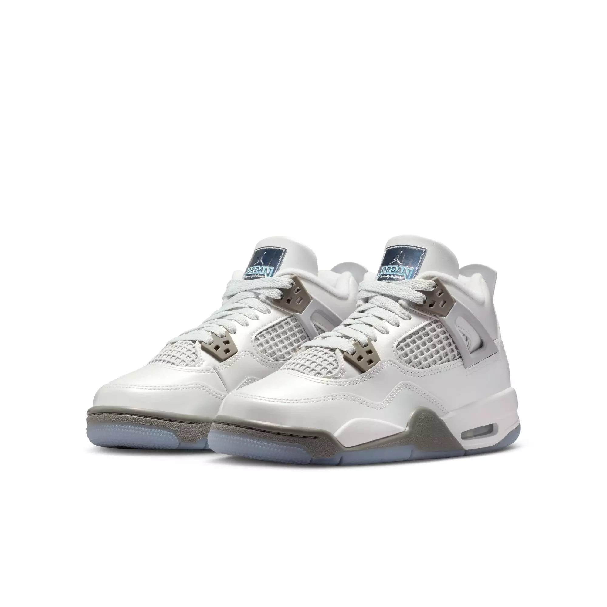Jordan 4 Retro "Blue Chill" Grade School Kids' Shoe - PHOTON DUST/BLUE CHILL/FLAT PEWTER