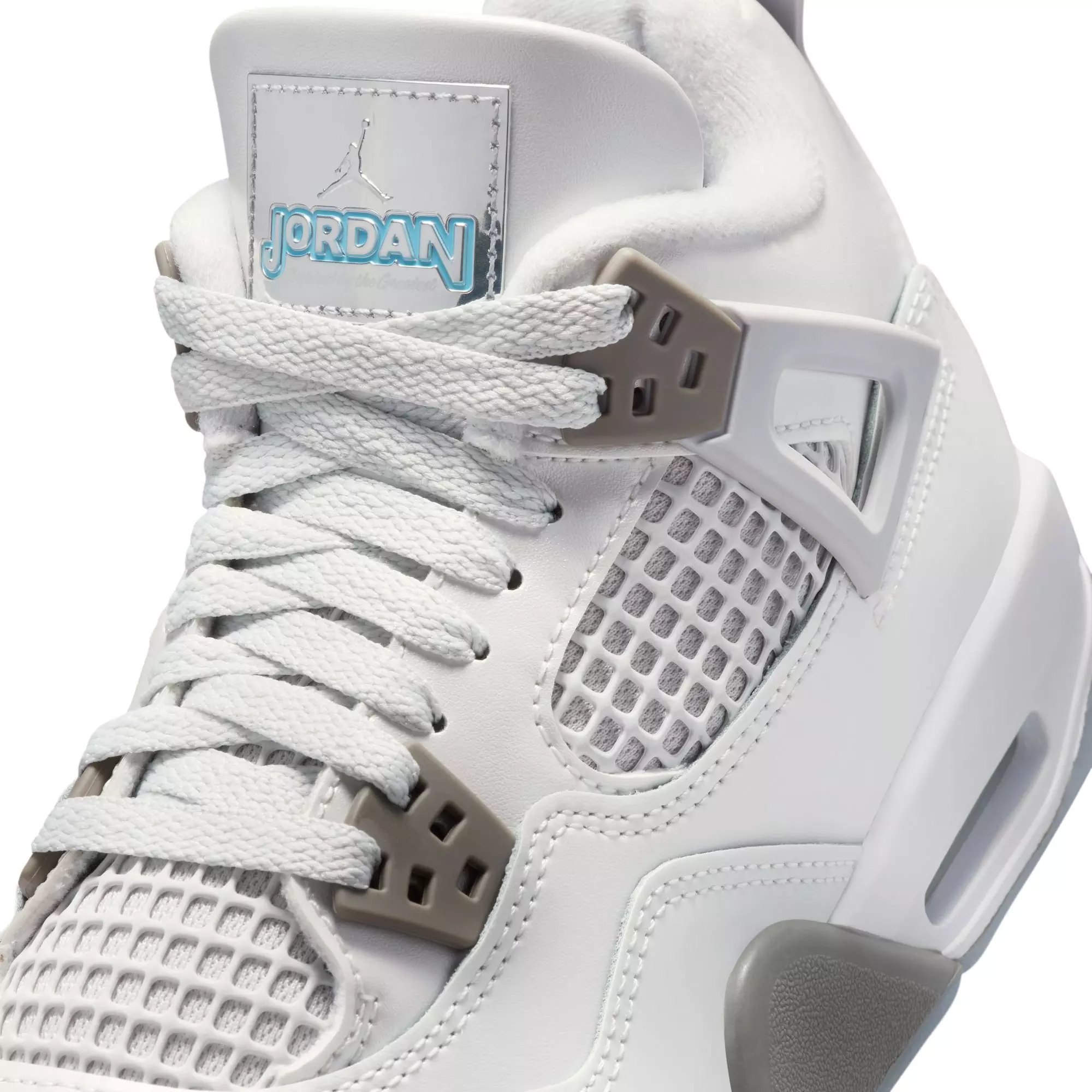 Jordan 4 Retro "Blue Chill" Grade School Kids' Shoe - PHOTON DUST/BLUE CHILL/FLAT PEWTER