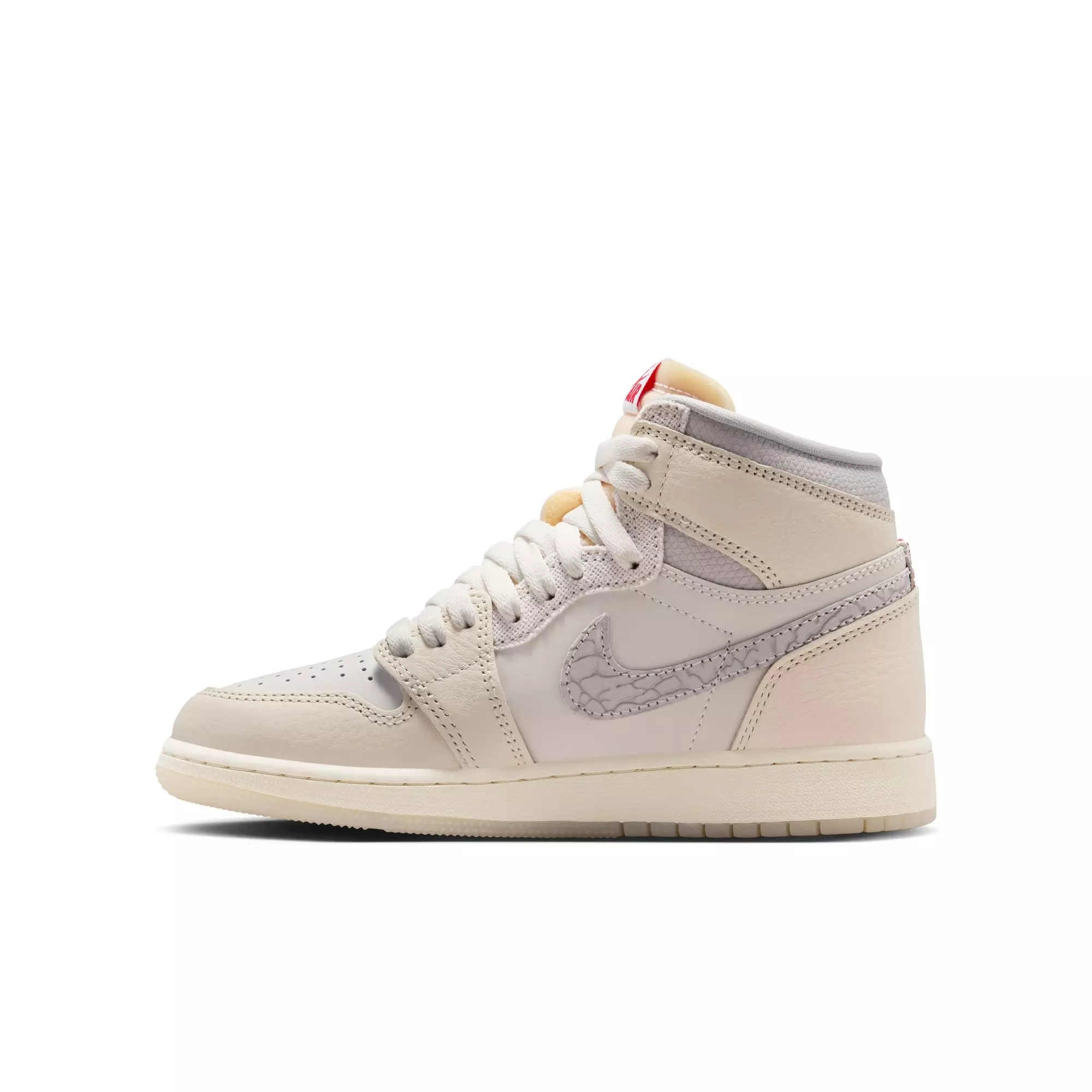 Jordan 1 Retro High OG "Elephant Swoosh" Grade School Kids' Shoe - SAIL/UNIVERSITY RED/PALE IVORY