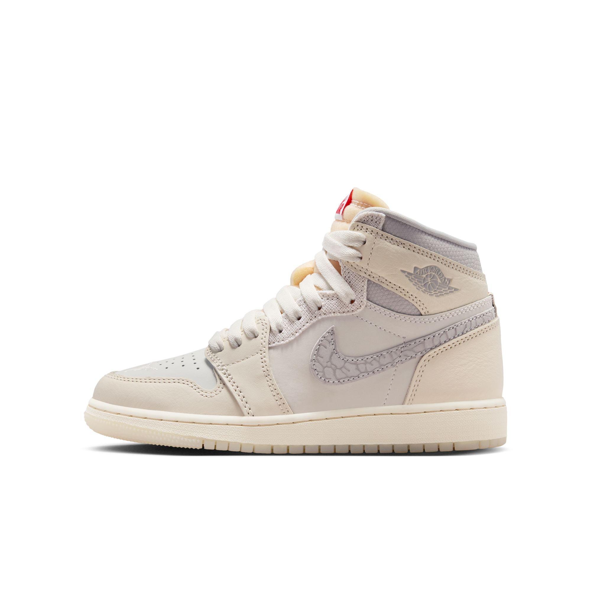 Jordan 1 Retro High OG "Elephant Swoosh" Grade School Kids' Shoe - SAIL/UNIVERSITY RED/PALE IVORY Thumbnail View 3
