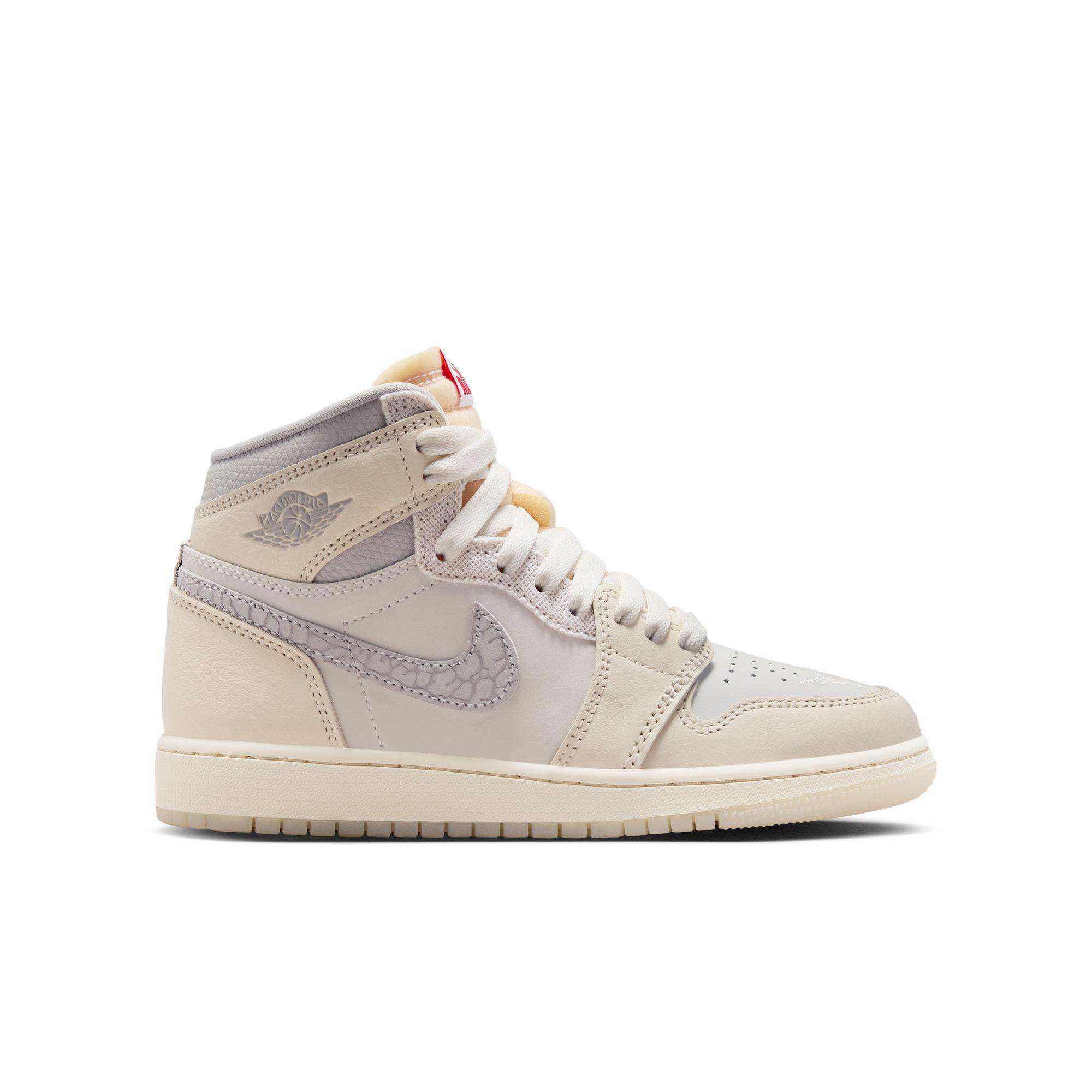 Jordan 1 Retro High OG "Elephant Swoosh" Grade School Kids' Shoe - SAIL/UNIVERSITY RED/PALE IVORY Thumbnail View 1