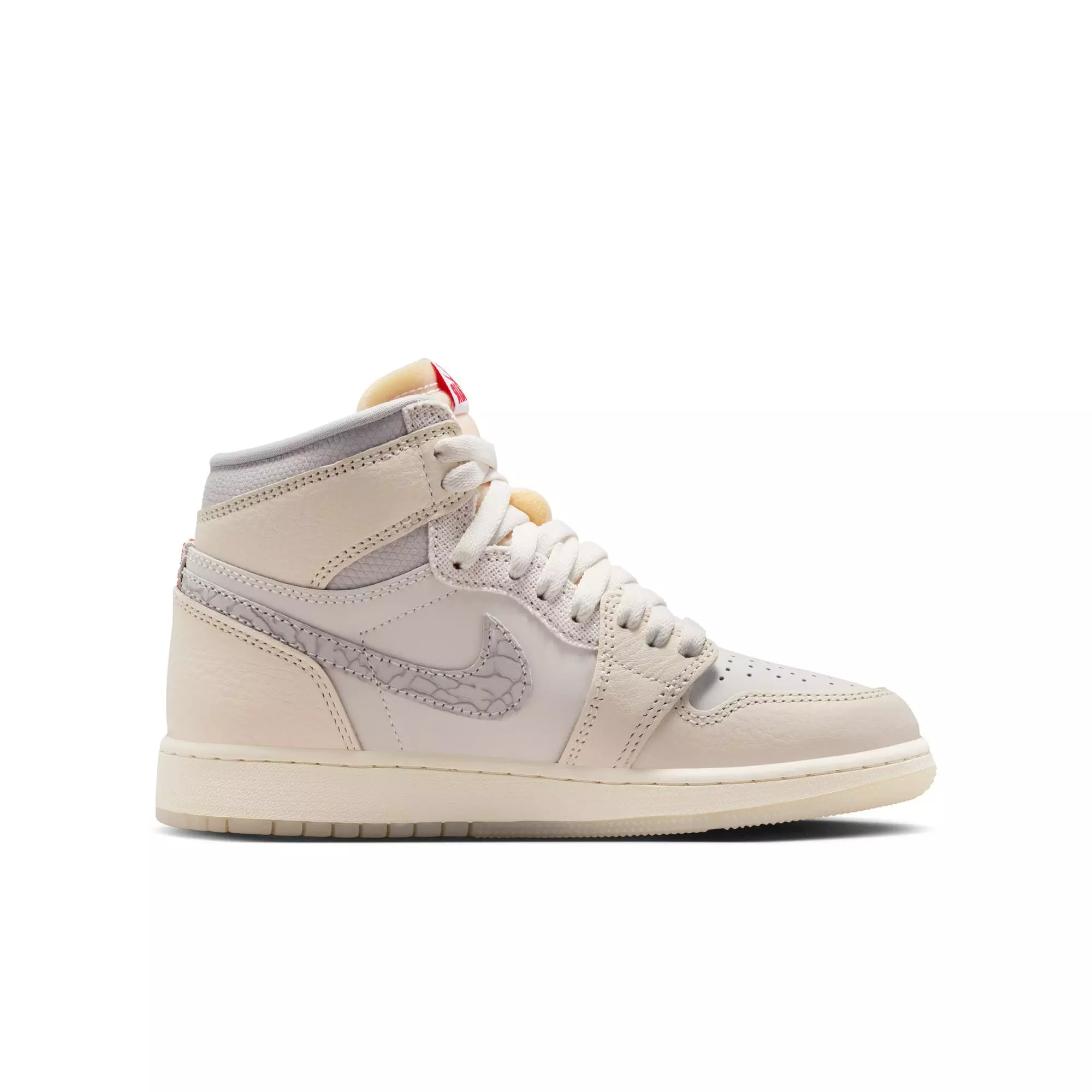 Jordan 1 Retro High OG "Elephant Swoosh" Grade School Kids' Shoe - SAIL/UNIVERSITY RED/PALE IVORY
