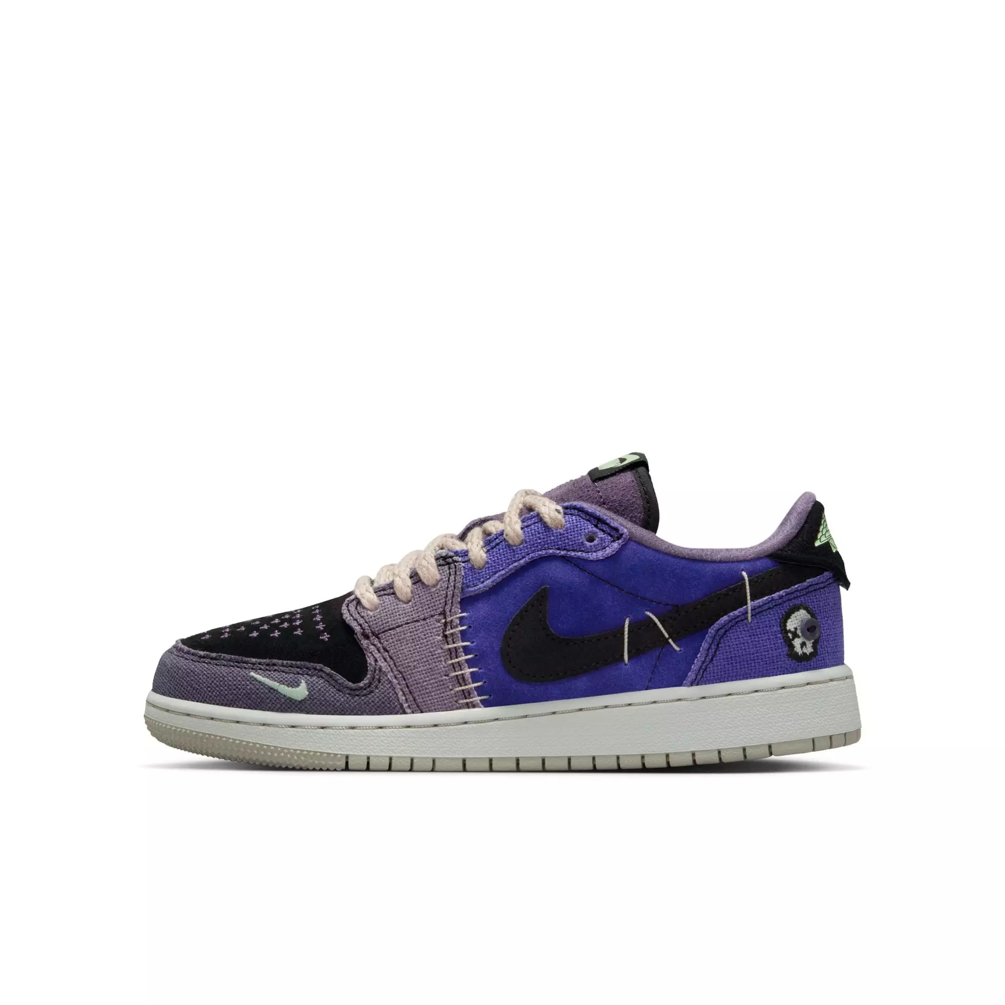 Jordan 1 Retro Low “Voodoo Alternate” Grade School Kids' Shoe - REGENCY PURPLE/VAPOR GREEN/BLACK