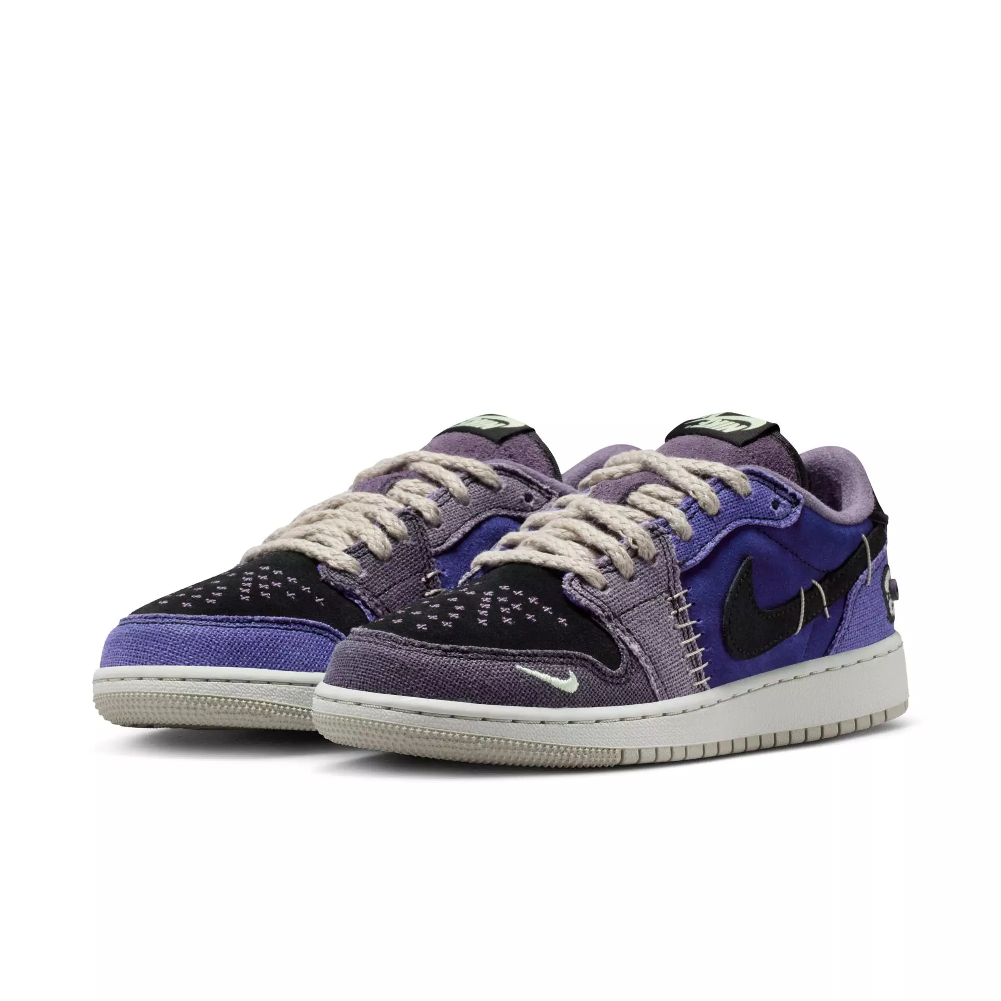 Jordan 1 Retro Low “Voodoo Alternate” Grade School Kids' Shoe - REGENCY PURPLE/VAPOR GREEN/BLACK