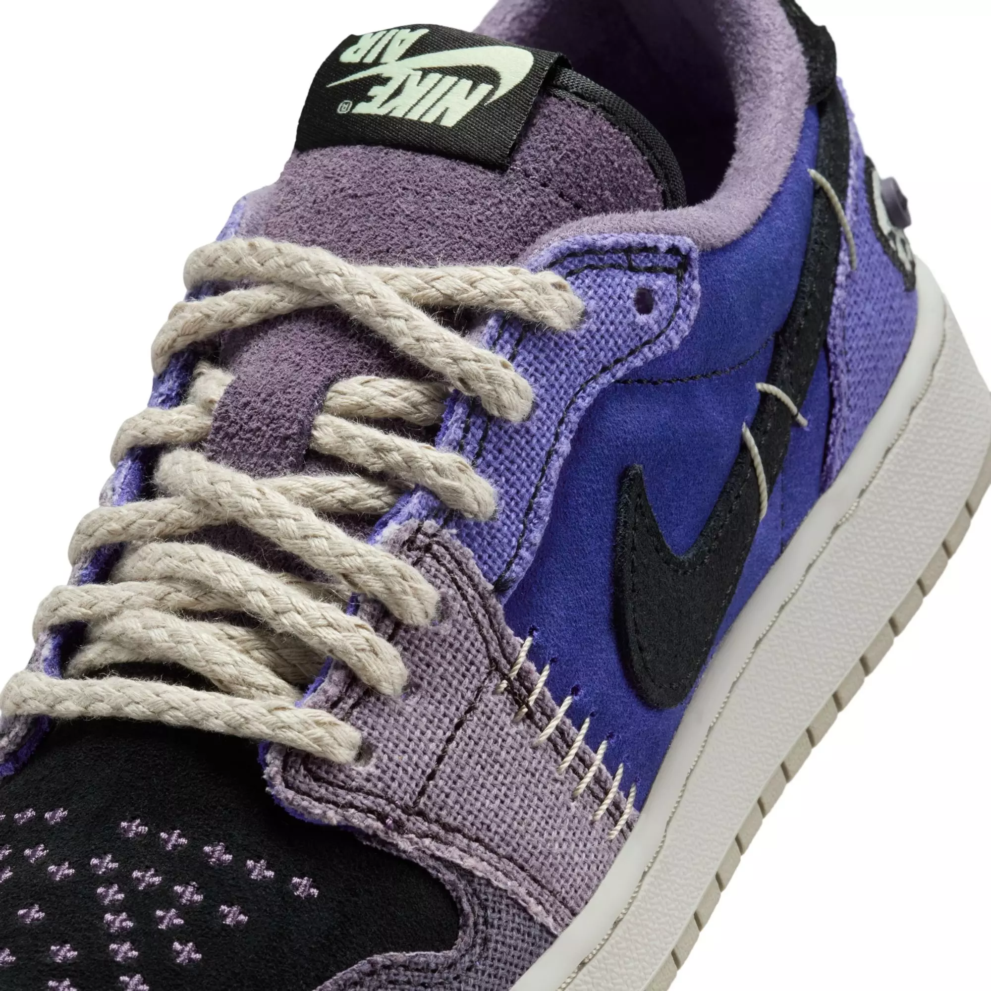Jordan 1 Retro Low “Voodoo Alternate” Grade School Kids' Shoe - REGENCY PURPLE/VAPOR GREEN/BLACK