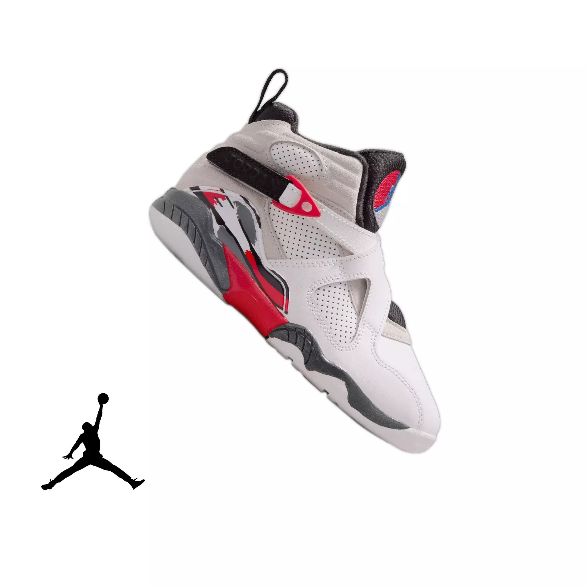 Jordan 8 Retro "White and True Red" Preschool Kids' Shoe - WHITE/BLACK/RED