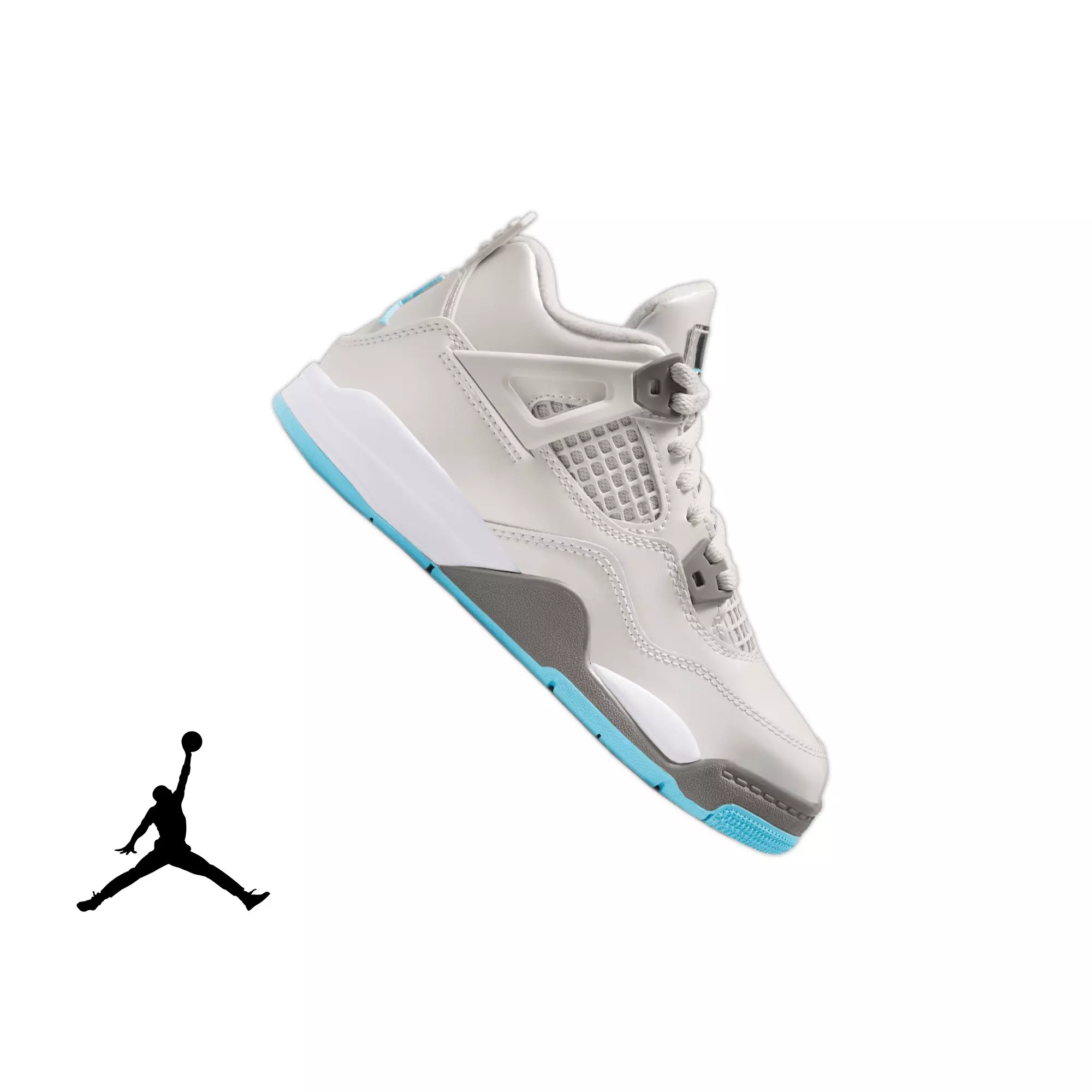 Jordan 4 Retro "Blue Chill" Preschool Kids' Shoe - PHOTON DUST/BLUE CHILL/FLAT PEWTER