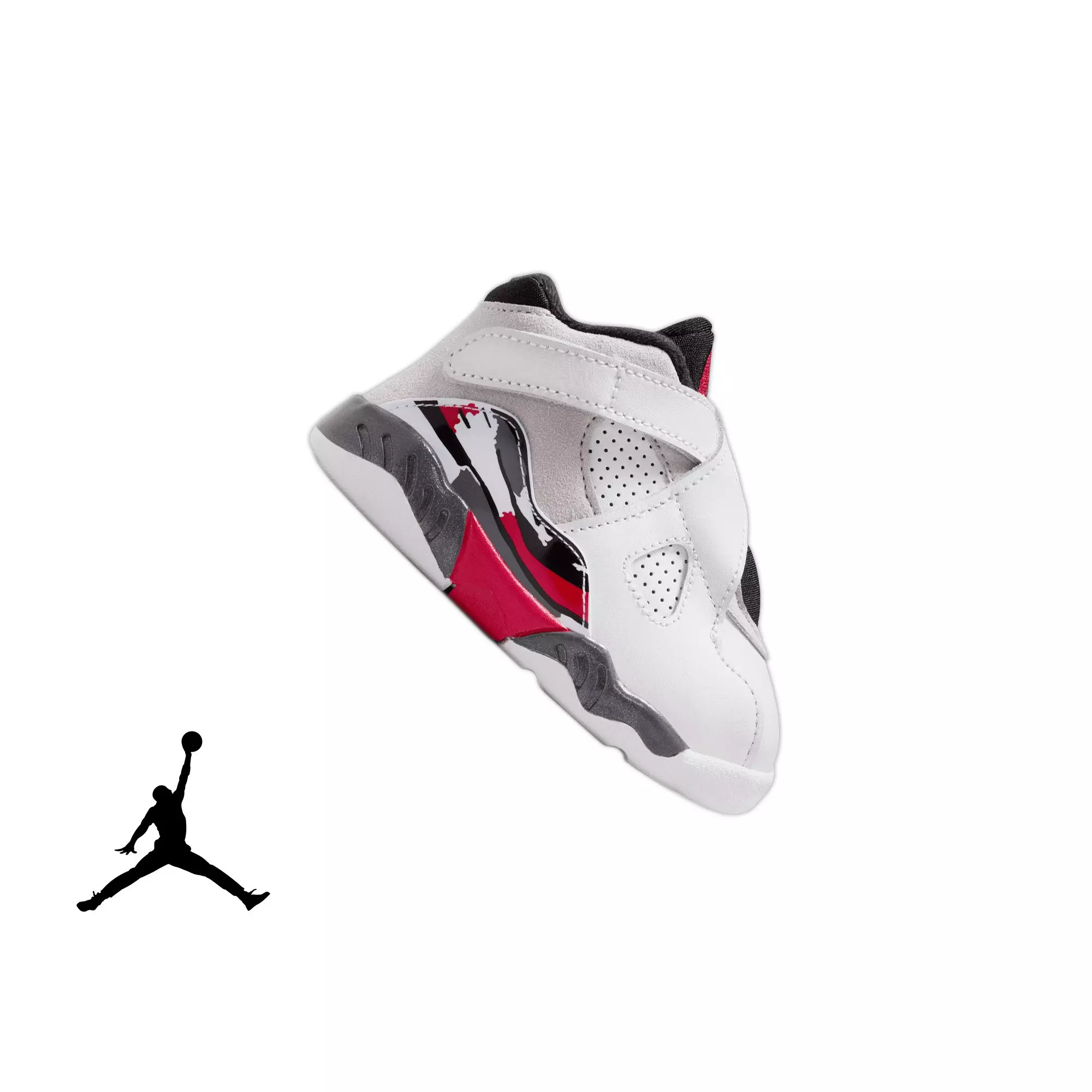 Jordan 8 Retro "White and True Red" Toddler Kids' Shoe - WHITE/BLACK/RED