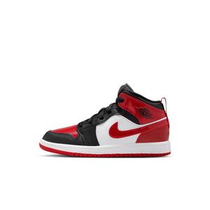 Jordan 1 Mid SE "Black/Varsity Red/White" Grade School Boys' Shoe