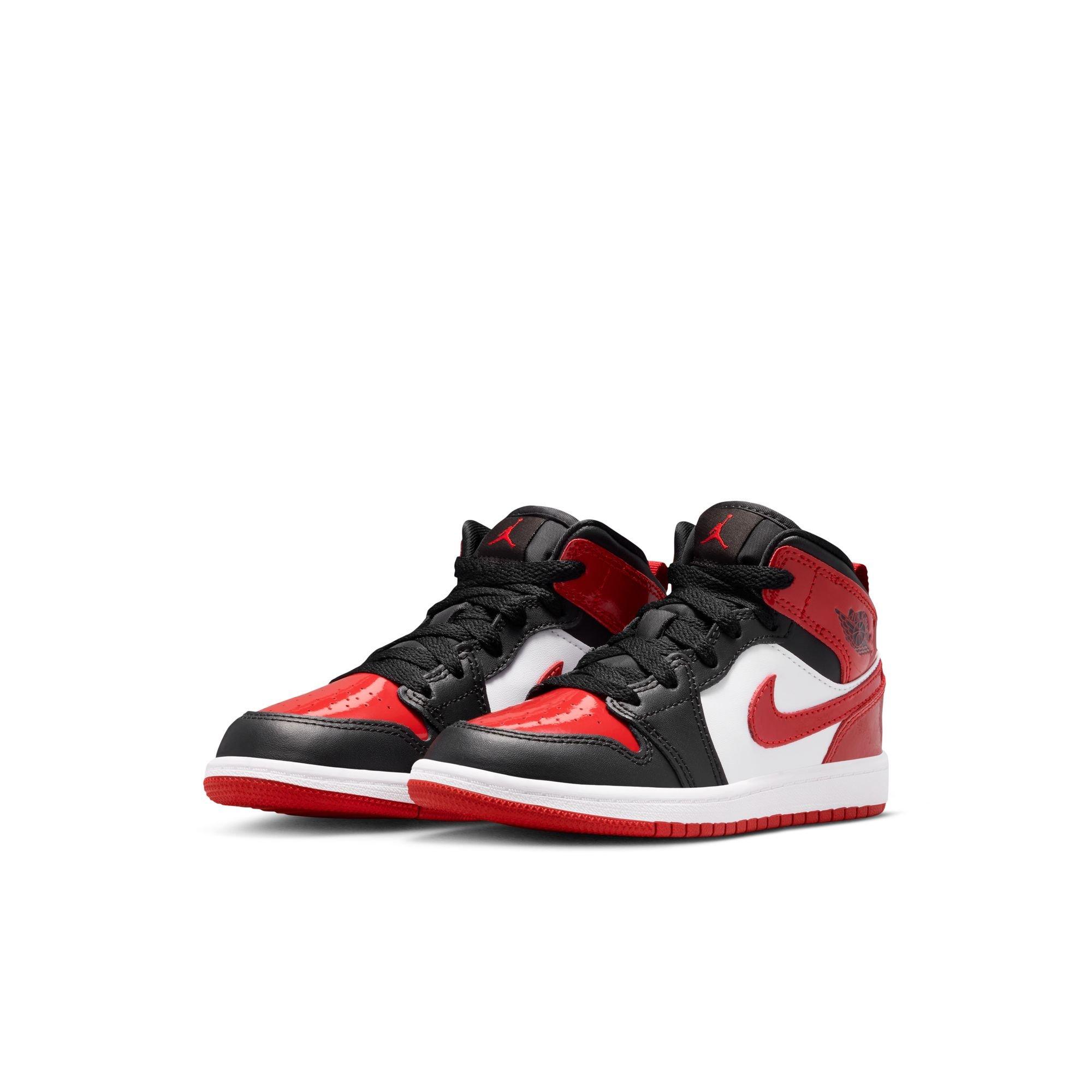 Jordan 1 Mid SE Grade School Boys' "Black/Varsity Red/White" Shoe