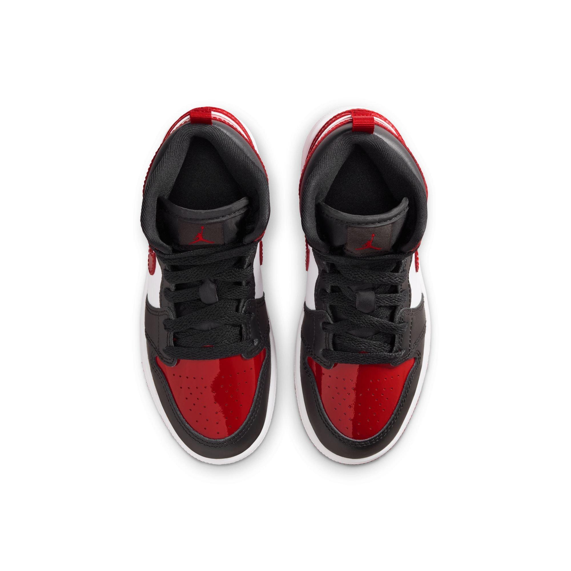 Air Jordan 1 Mid SE Bred GS Black Red Sneaker | Hibbett