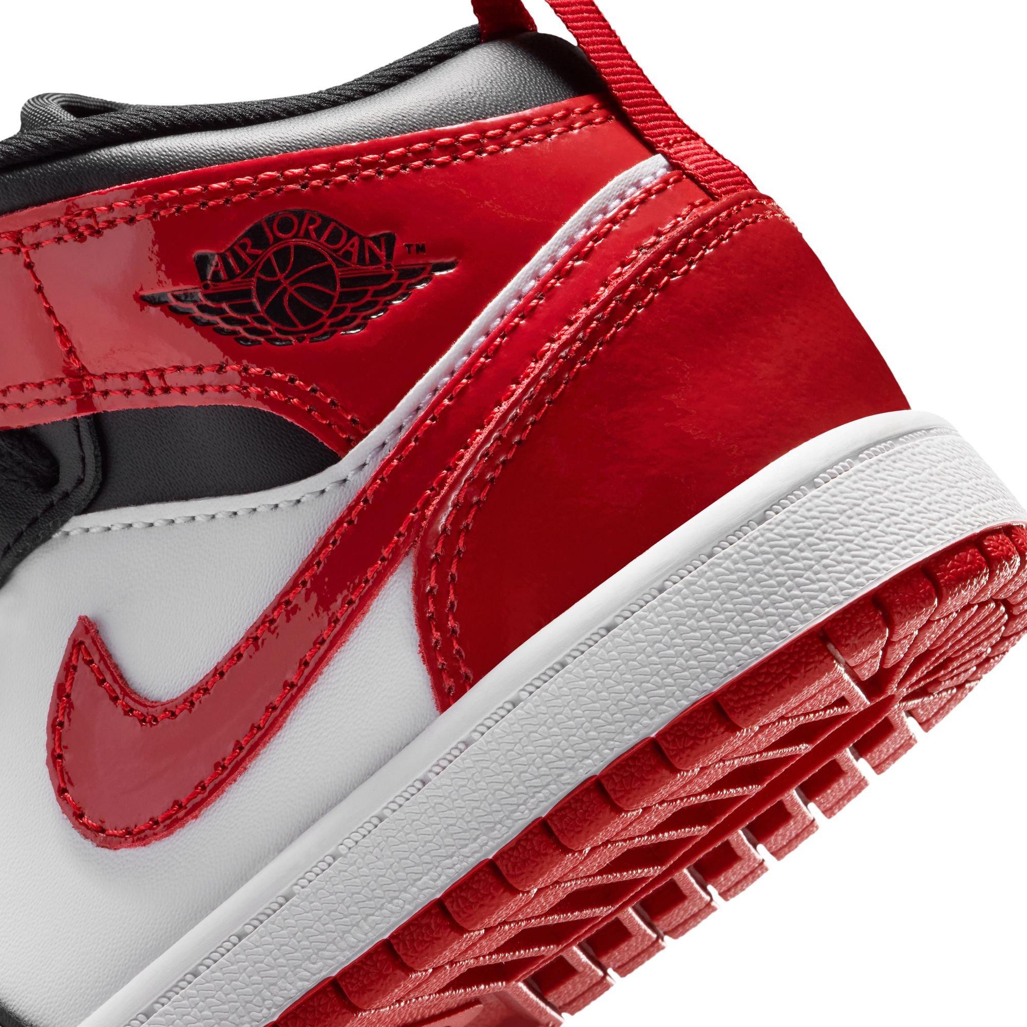 Jordan 1 Mid SE Grade School Boys' "Black/Varsity Red/White" Shoe