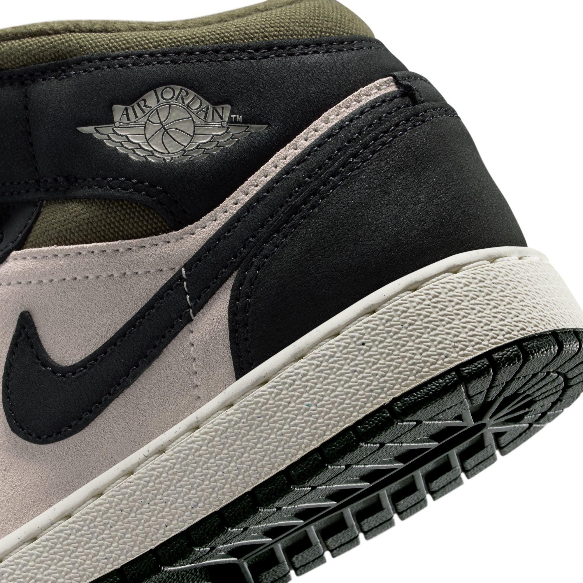 Jordan 1 Mid SE Grade School Boys' "Lt Orewood Brn/Off Noir/Medium Olive" Shoe