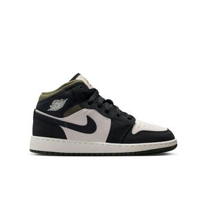 Jordan 1 Mid SE "Lt Orewood Brn/Off Noir/Medium Olive" Grade School Boys' Shoe