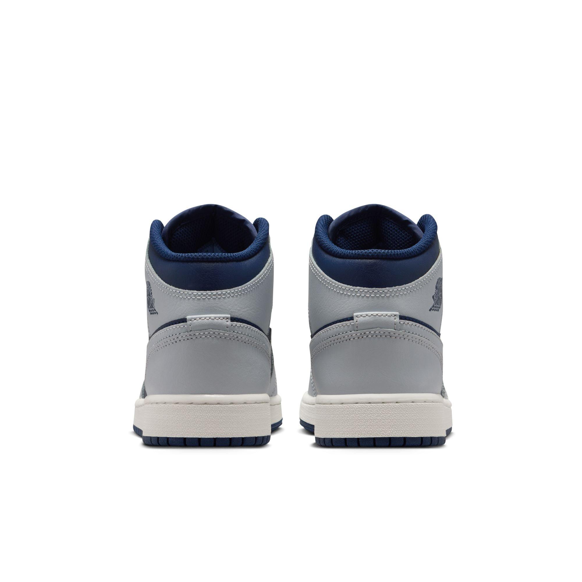 Jordan 1 Mid Grade School Boys' "Blue Void/Pure Platinum/Summit White" Shoe