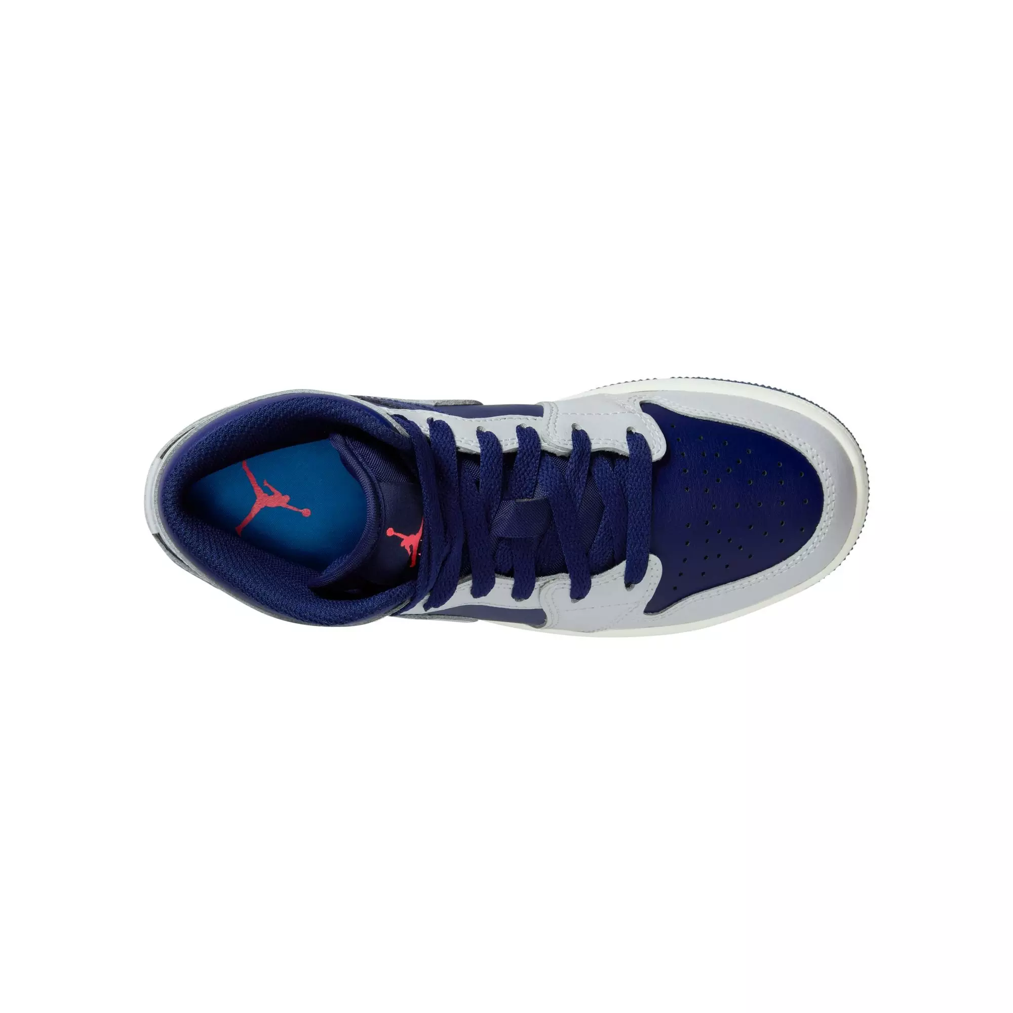 Jordan 1 Mid "Blue Void/Pure Platinum/Summit White" Grade School Boys' Shoe - NAVY/GREY