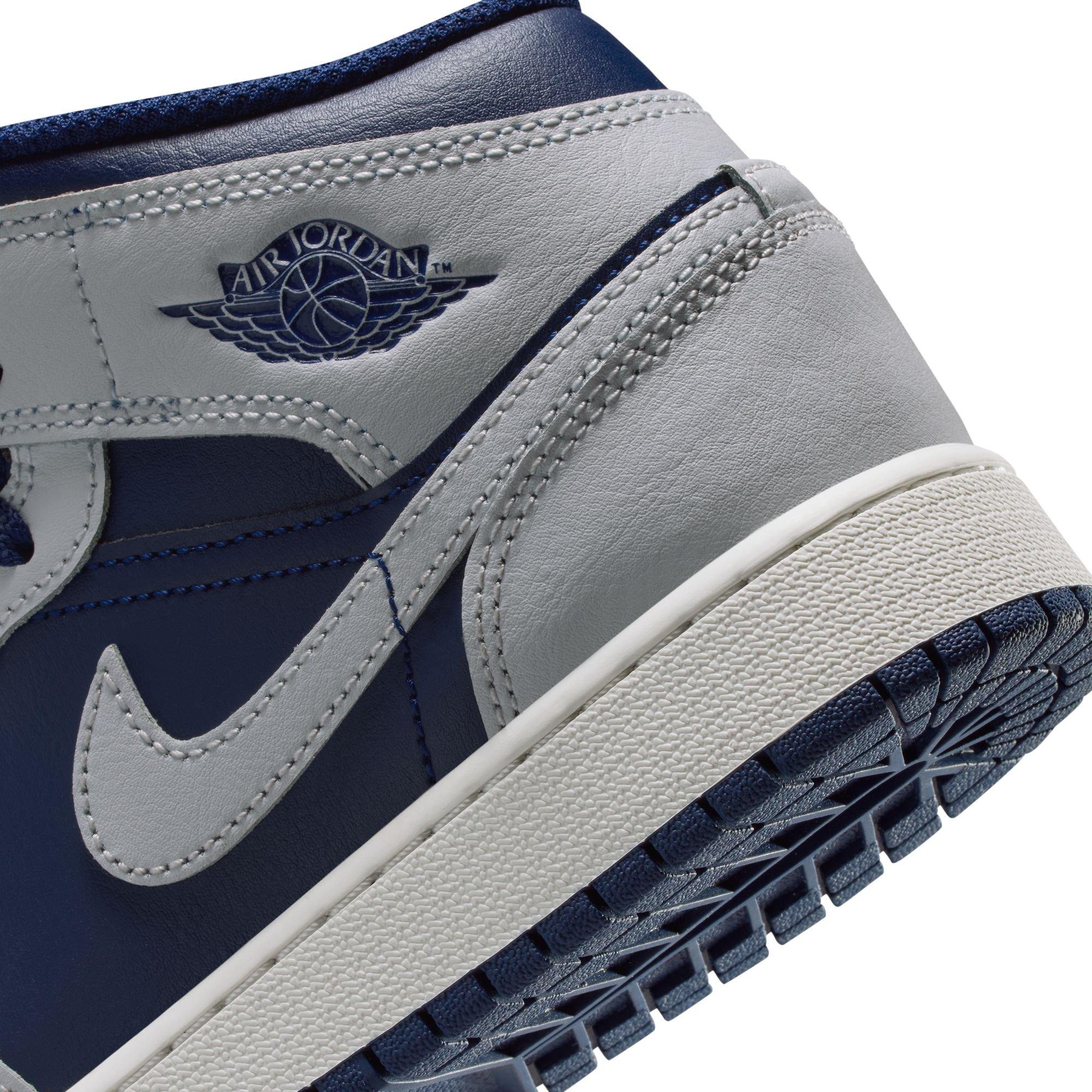 Jordan 1 Mid Grade School Boys' "Blue Void/Pure Platinum/Summit White" Shoe