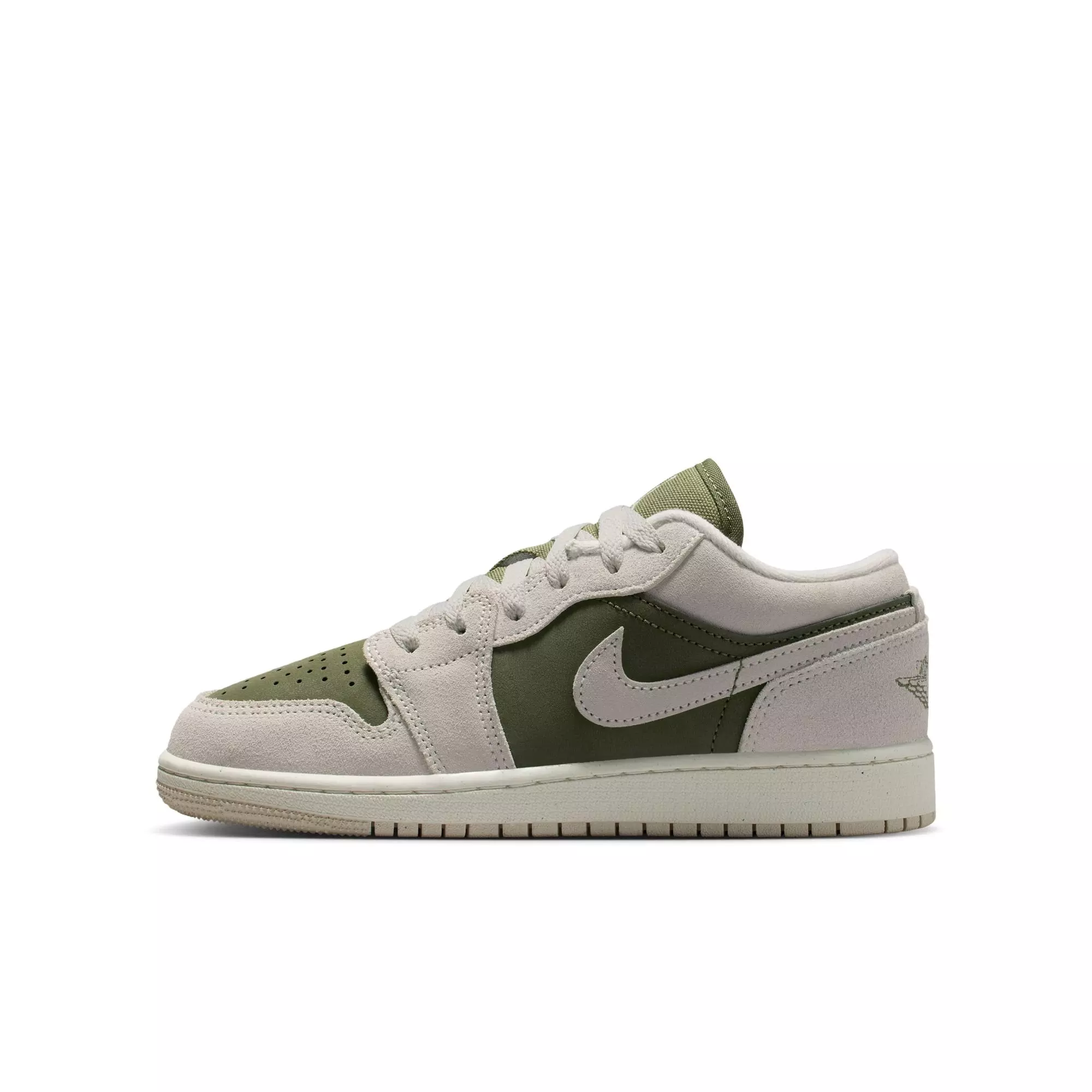 Jordan 1 Low SE "Medium Olive/Lt Orewood Brn" Grade School Boys' Shoe - OLIVE/KHAKI