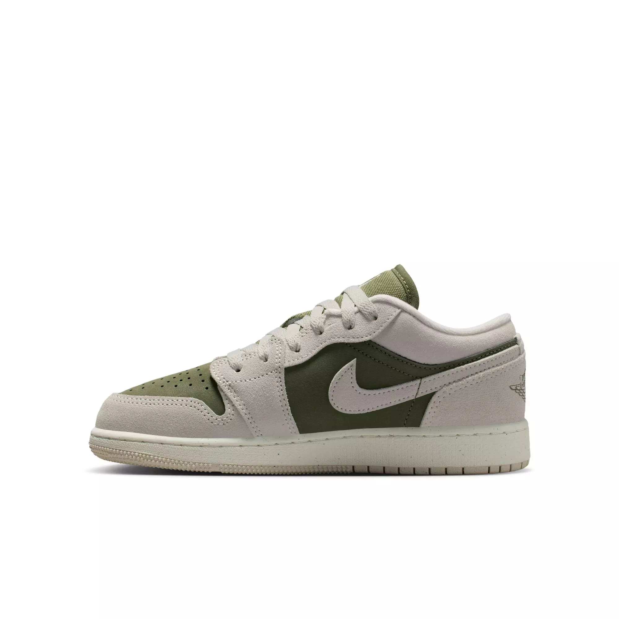 Jordan 1 Low SE "Medium Olive/Lt Orewood Brn" Grade School Boys' Shoe - OLIVE/KHAKI