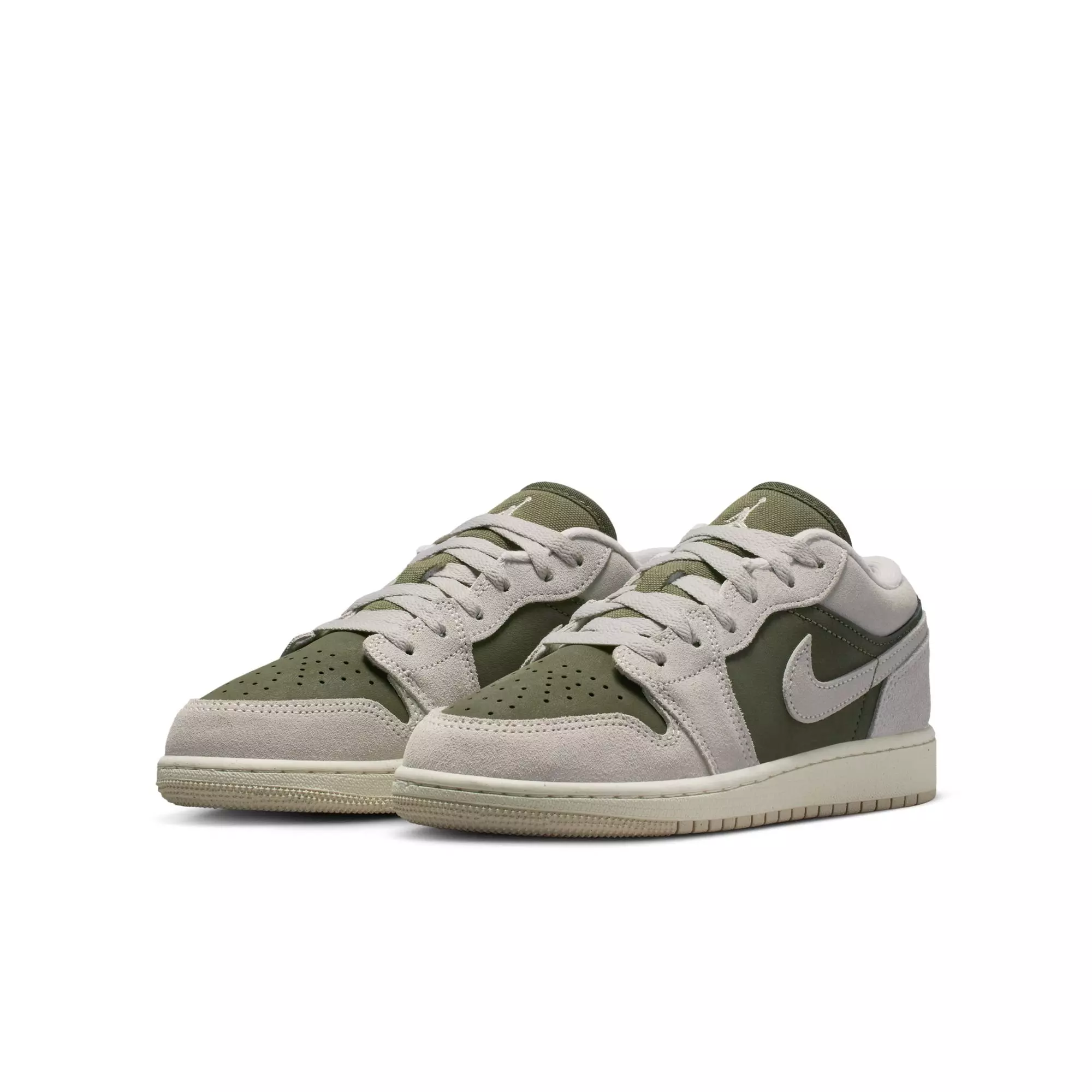 Jordan 1 Low SE "Medium Olive/Lt Orewood Brn" Grade School Boys' Shoe - OLIVE/KHAKI