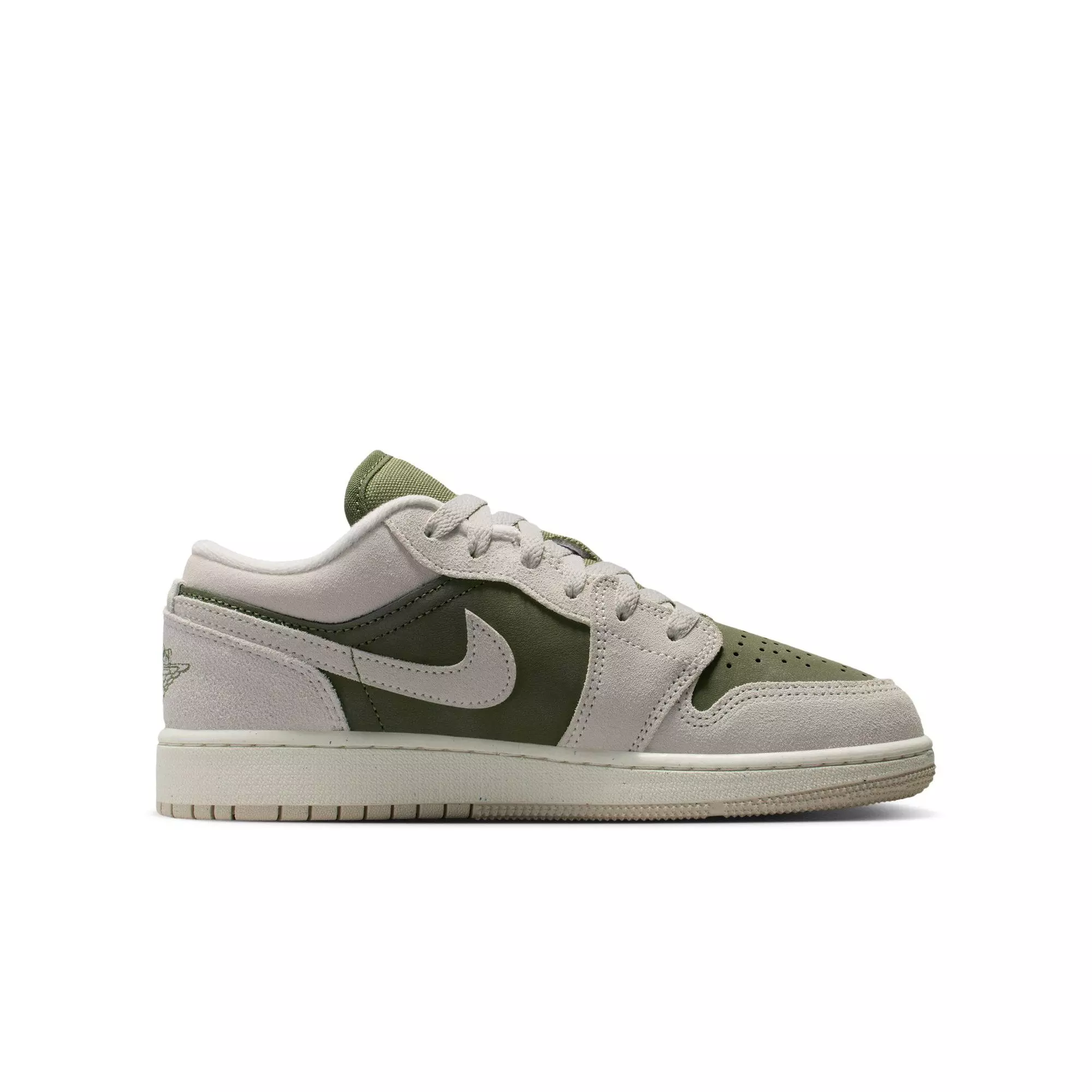Jordan 1 Low SE "Medium Olive/Lt Orewood Brn" Grade School Boys' Shoe - OLIVE/KHAKI