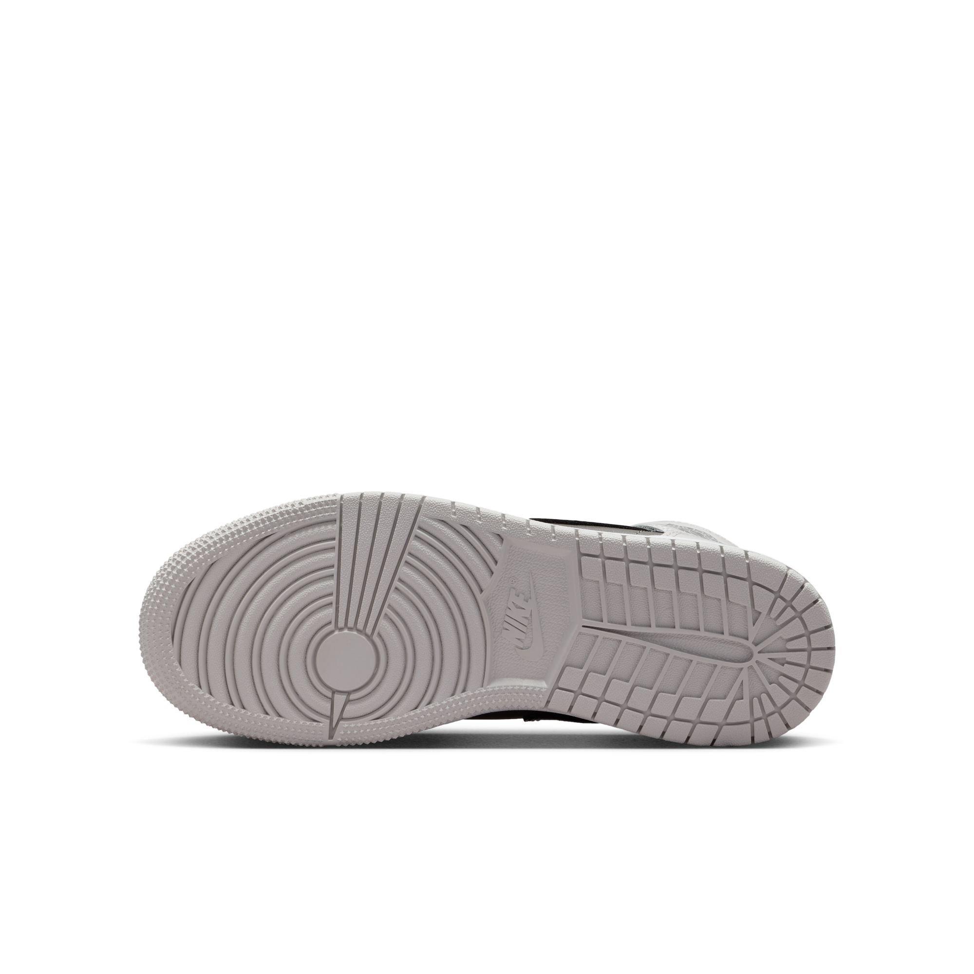 Jordan 1 Mid SE Grade School Boys' "Photon Dust/Blue Chill/Flat Pewter/Black" Shoe