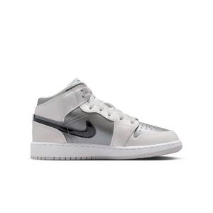 Jordan 1 Mid SE "Photon Dust/Blue Chill/Flat Pewter/Black" Grade School Boys' Shoe