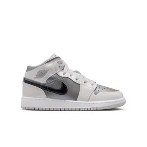Jordan 1 Mid SE "Photon Dust/Blue Chill/Flat Pewter/Black" Grade School Boys' Shoe
