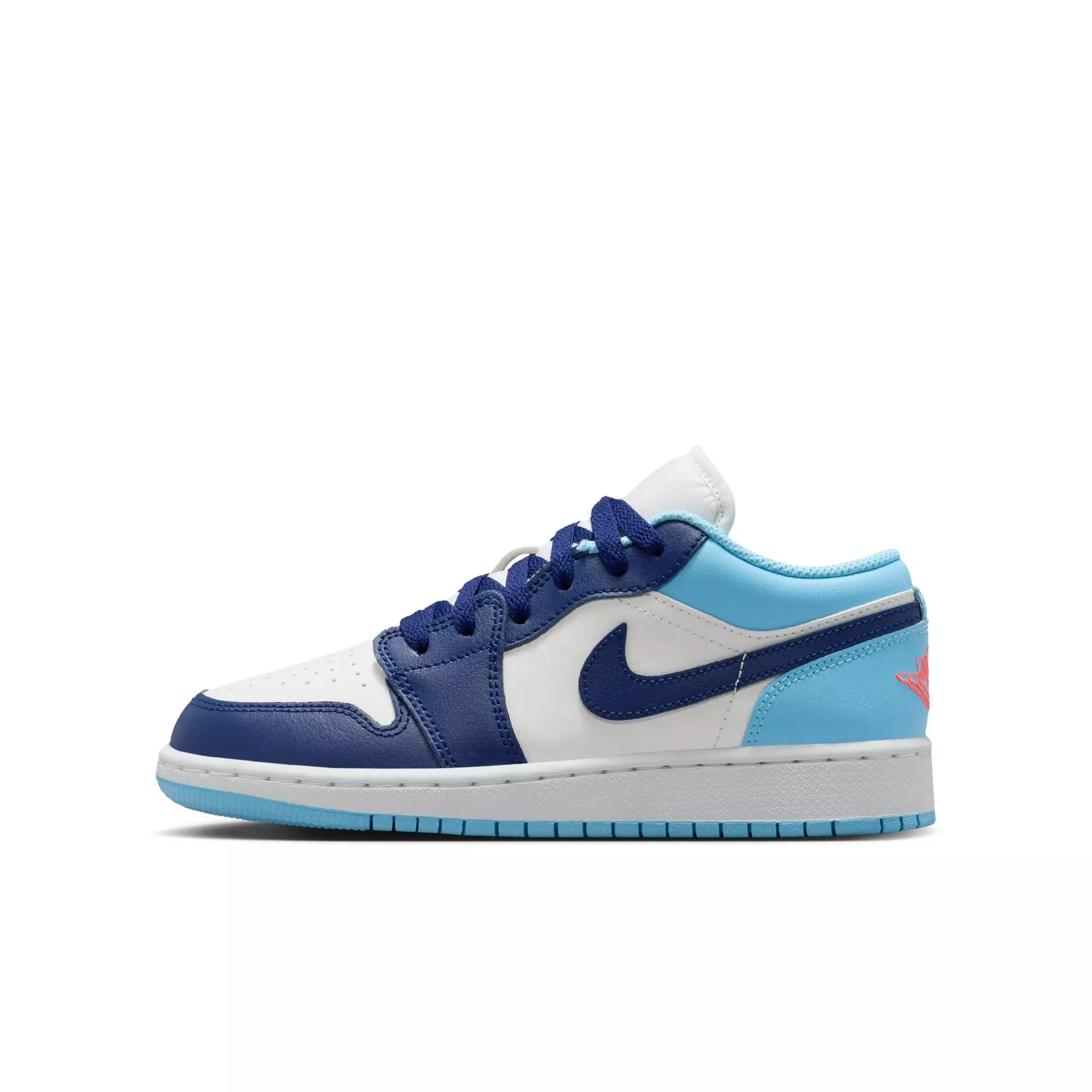 Jordan 1 Low "Sail/Blue Void/Blue Chill/Hot Lava" Grade School Boys' Shoe - CAROLINA BLUE/WHITE