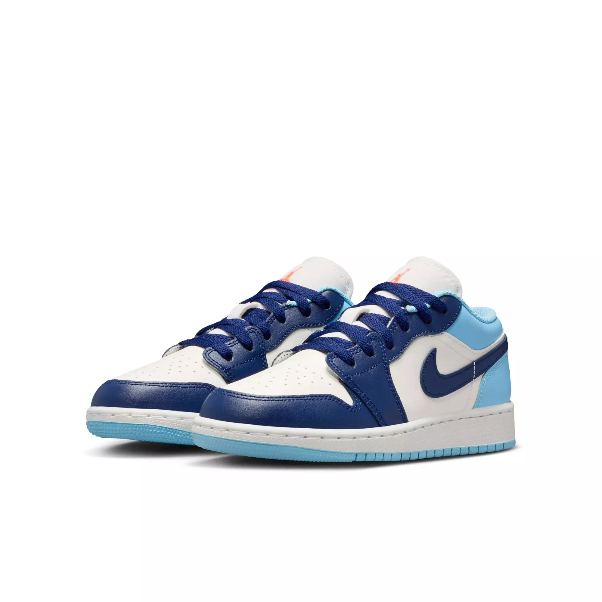 Jordan 1 Low "Sail/Blue Void/Blue Chill/Hot Lava" Grade School Boys' Shoe - CAROLINA BLUE/WHITE