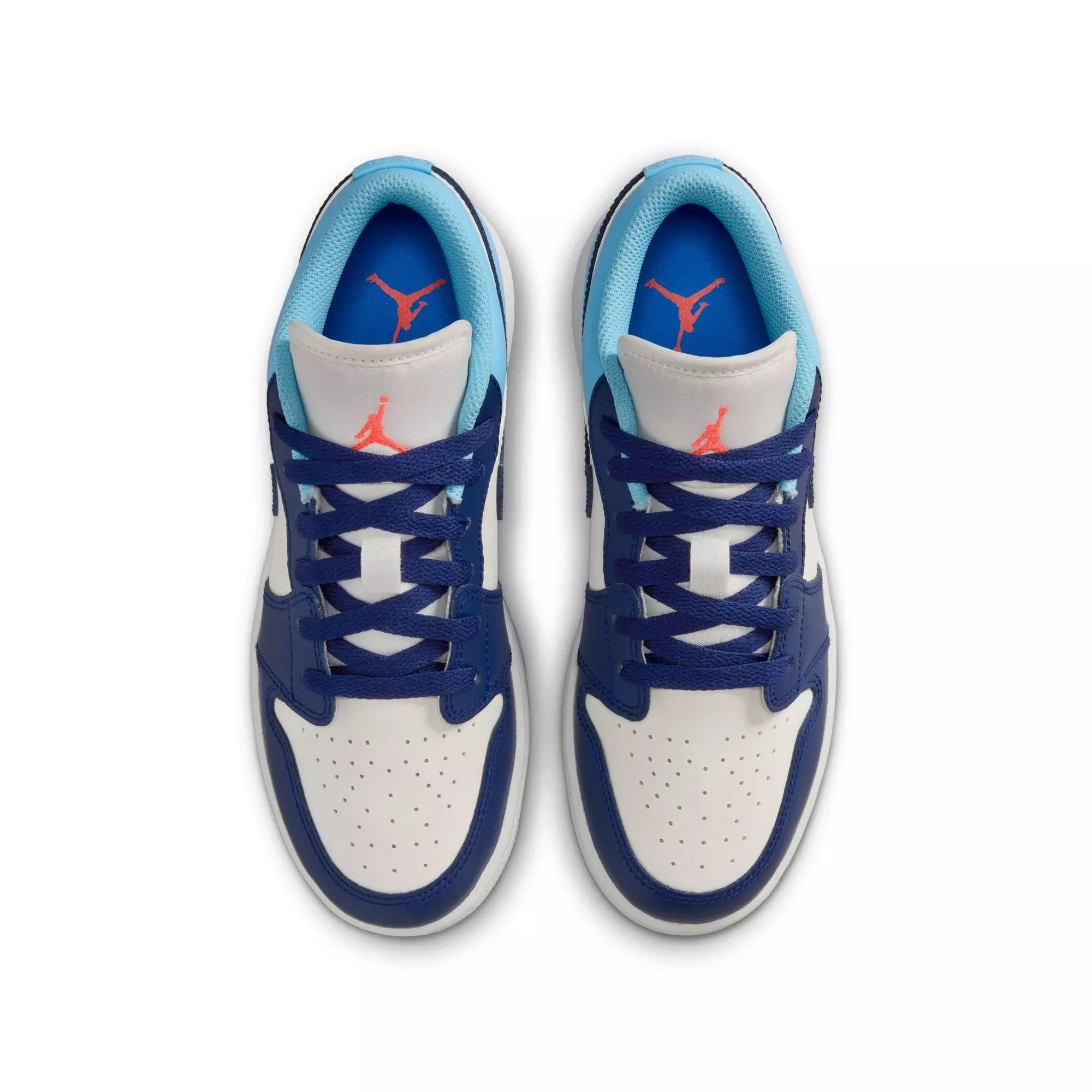 Jordan 1 Low "Sail/Blue Void/Blue Chill/Hot Lava" Grade School Boys' Shoe - CAROLINA BLUE/WHITE
