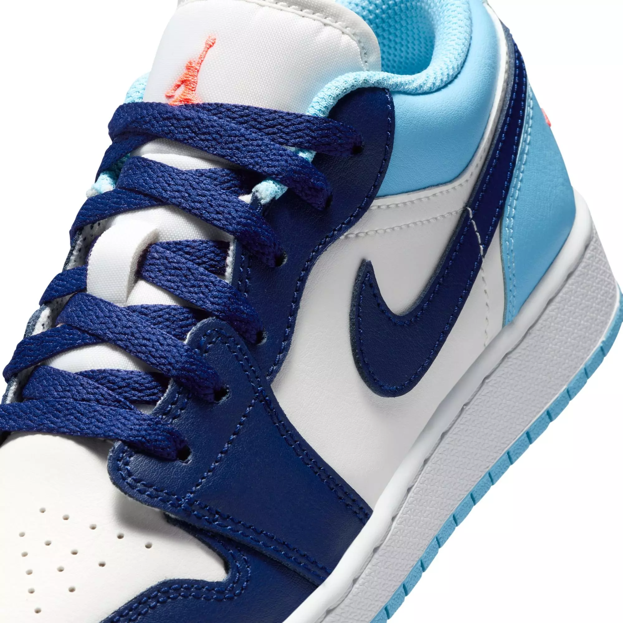 Jordan 1 Low "Sail/Blue Void/Blue Chill/Hot Lava" Grade School Boys' Shoe - CAROLINA BLUE/WHITE