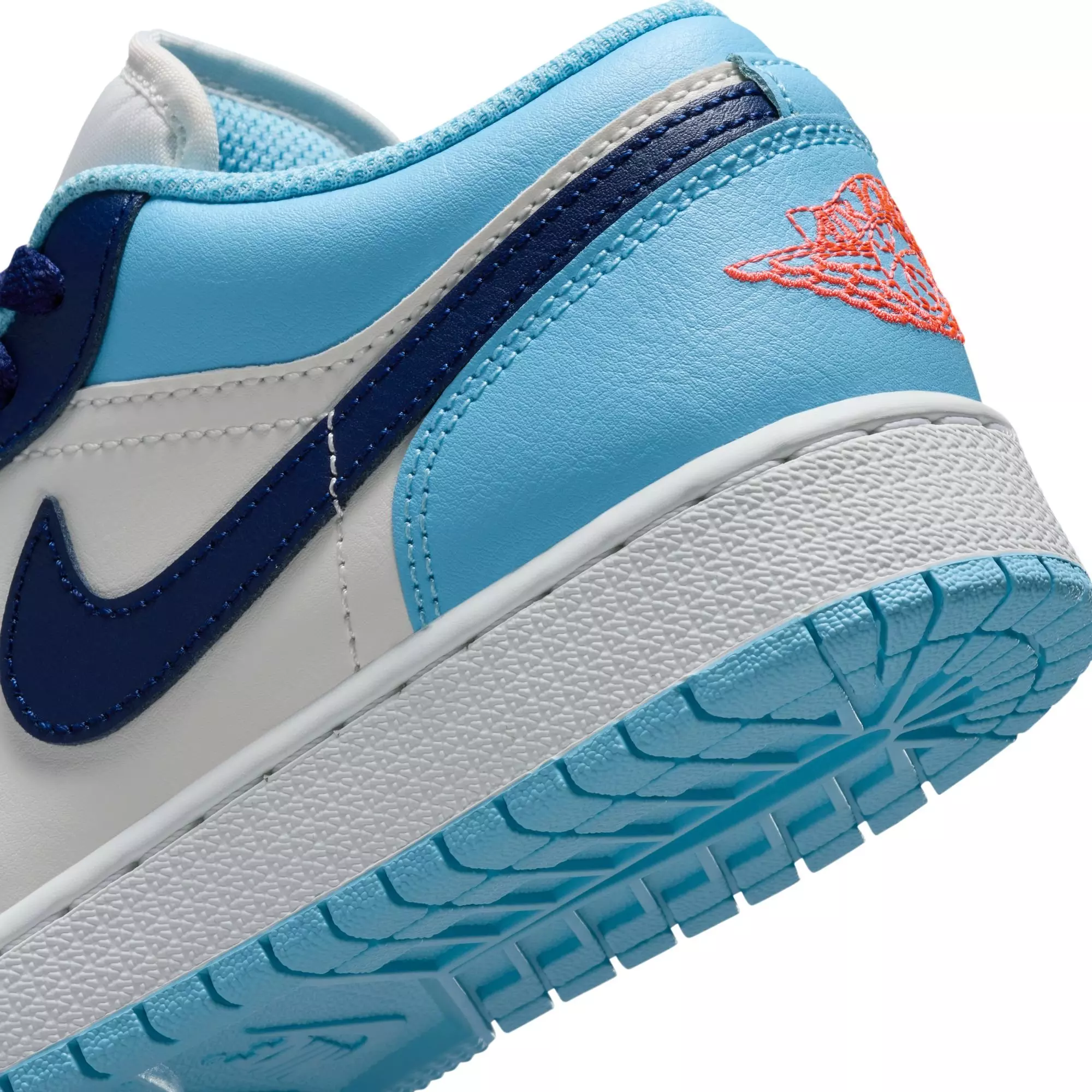 Jordan 1 Low "Sail/Blue Void/Blue Chill/Hot Lava" Grade School Boys' Shoe - CAROLINA BLUE/WHITE