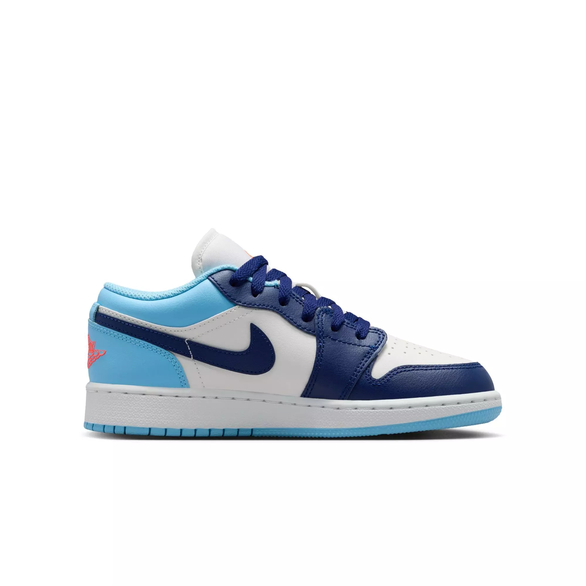 Jordan 1 Low "Sail/Blue Void/Blue Chill/Hot Lava" Grade School Boys' Shoe - CAROLINA BLUE/WHITE