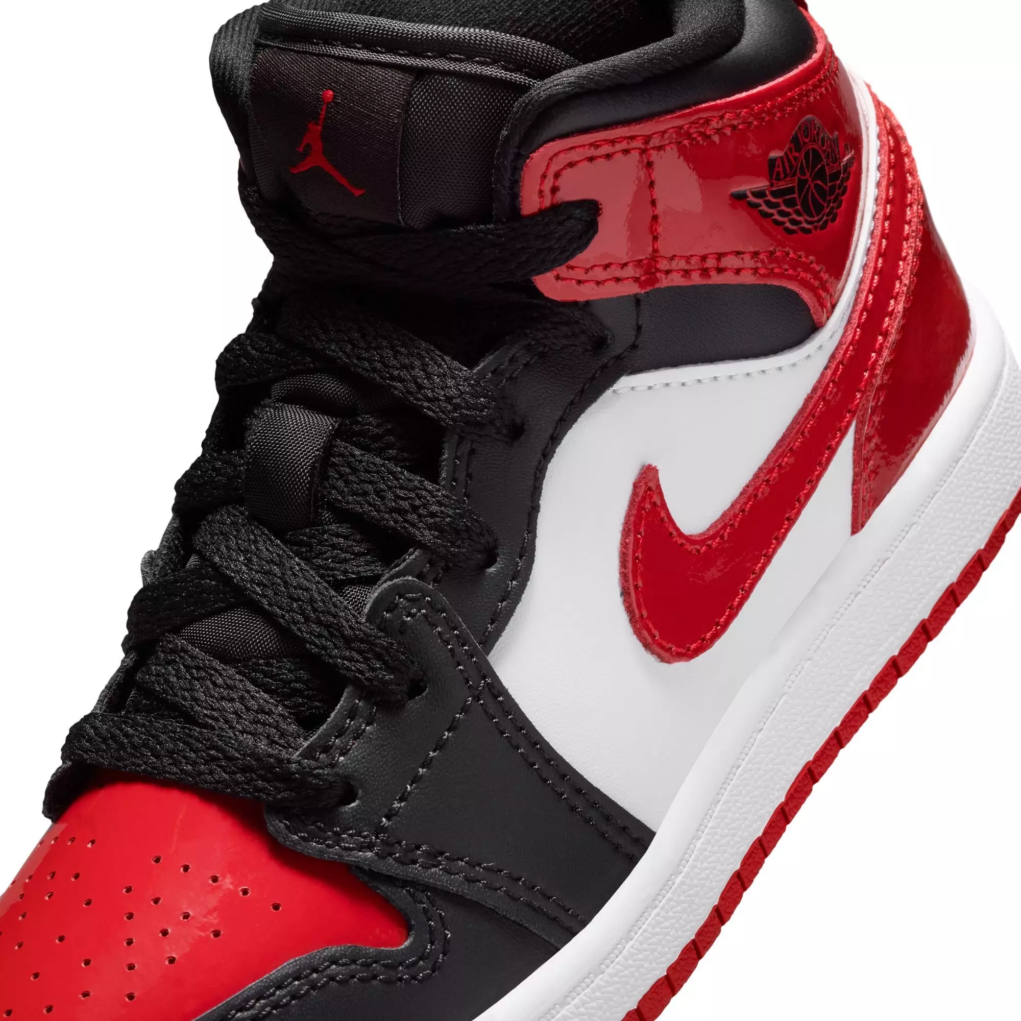 Jordan 1 Mid SE "Black/Varsity Red/White" Preschool Boys' Shoe - RED/BLACK
